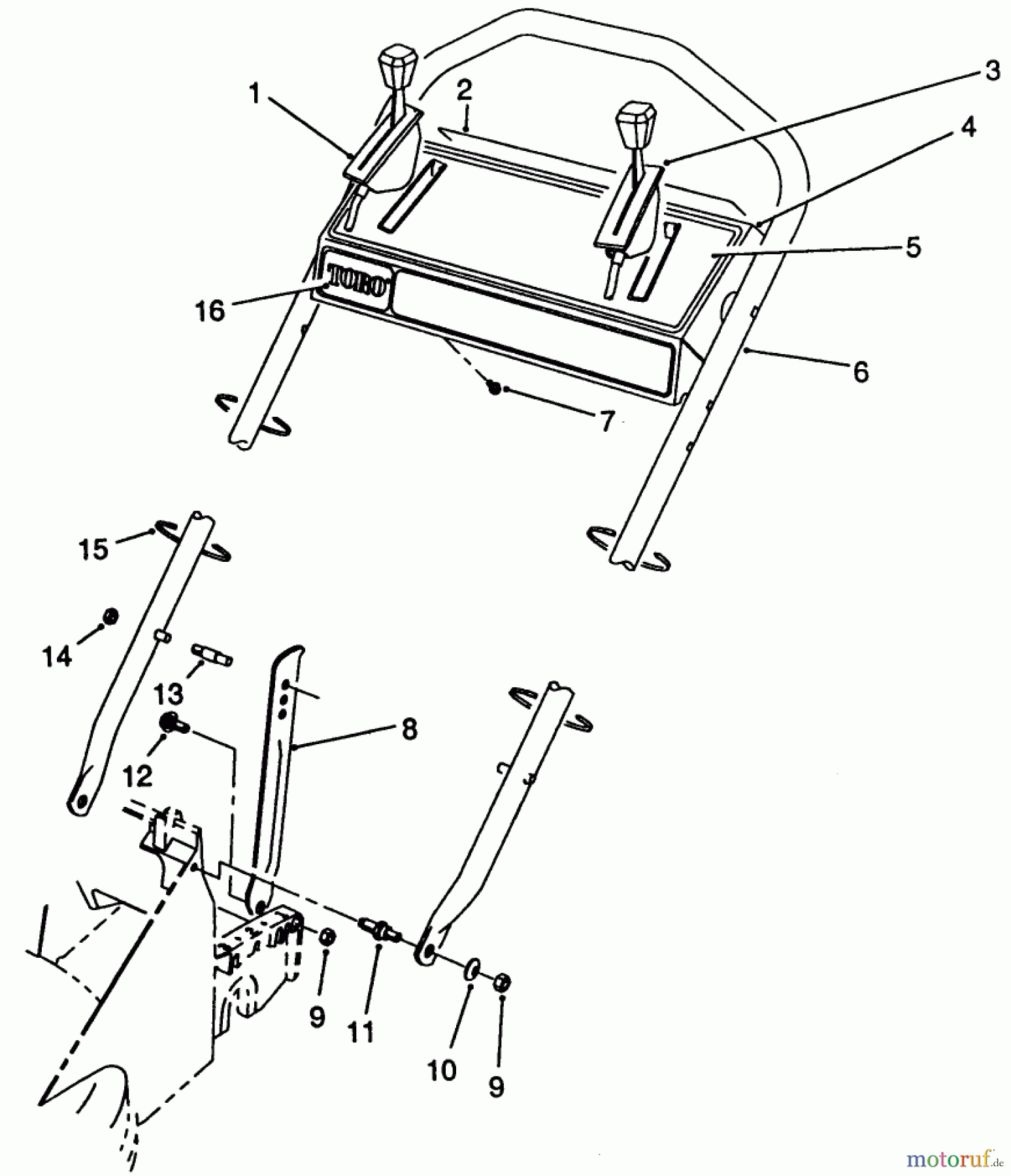  Toro Neu Mowers, Walk-Behind Seite 2 26622CS - Toro Lawnmower, 1989 (9000001-9999999) HANDLE ASSEMBLY