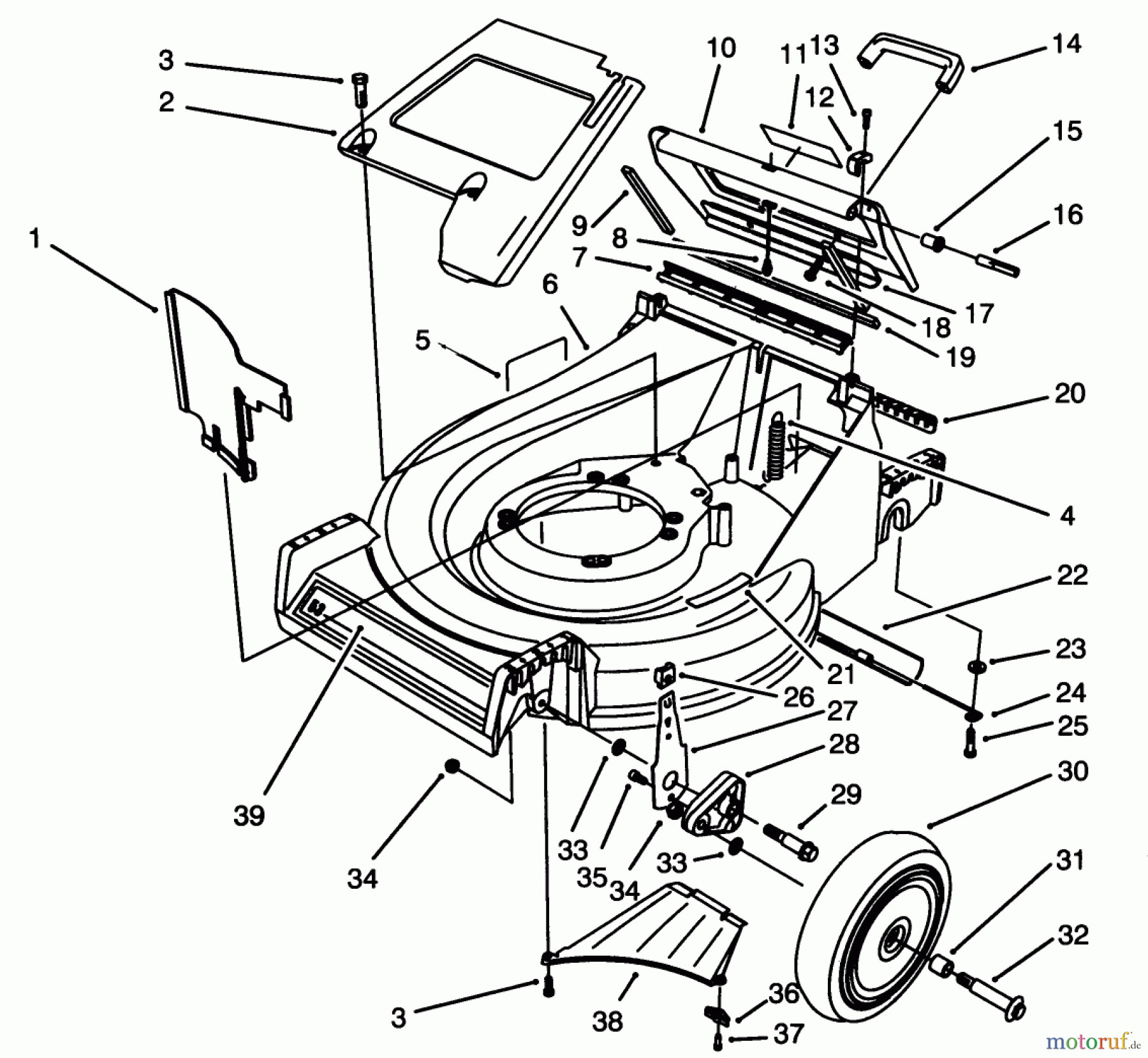  Toro Neu Mowers, Walk-Behind Seite 2 26625B - Toro Lawnmower, 1993 (3900001-3999999) HOUSING ASSEMBLY