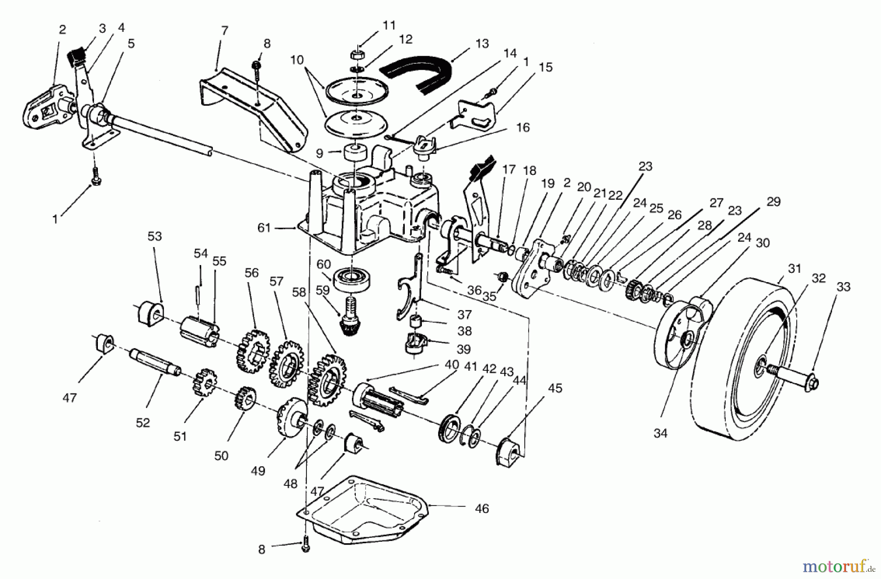  Toro Neu Mowers, Walk-Behind Seite 2 26632 - Toro Lawnmower, 1997 (7900001-7999999) GEAR CASE ASSEMBLY
