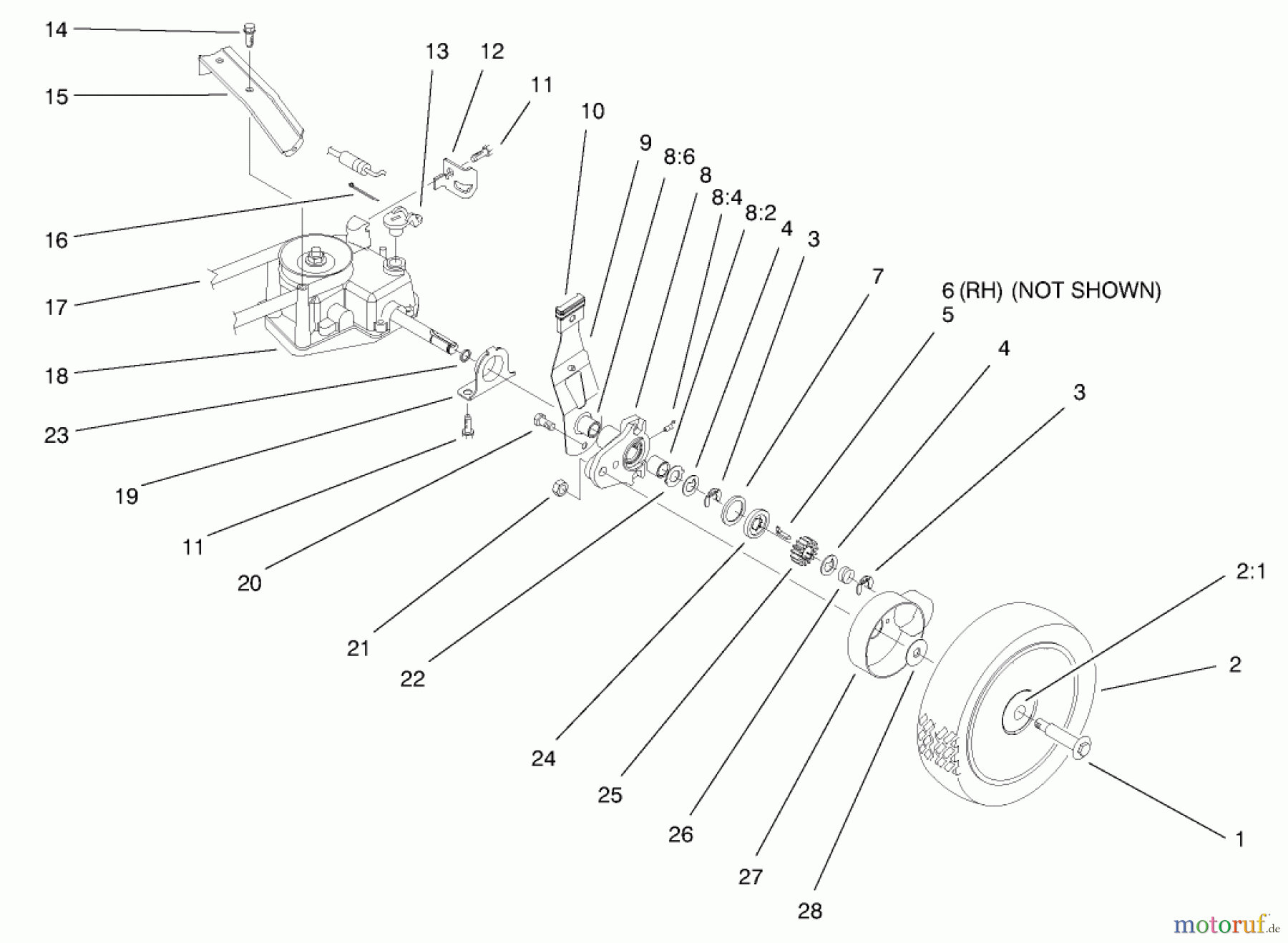  Toro Neu Mowers, Walk-Behind Seite 2 26637 - Toro Lawnmower, 1998 (8900001-8999999) REAR AXLE ASSEMBLY