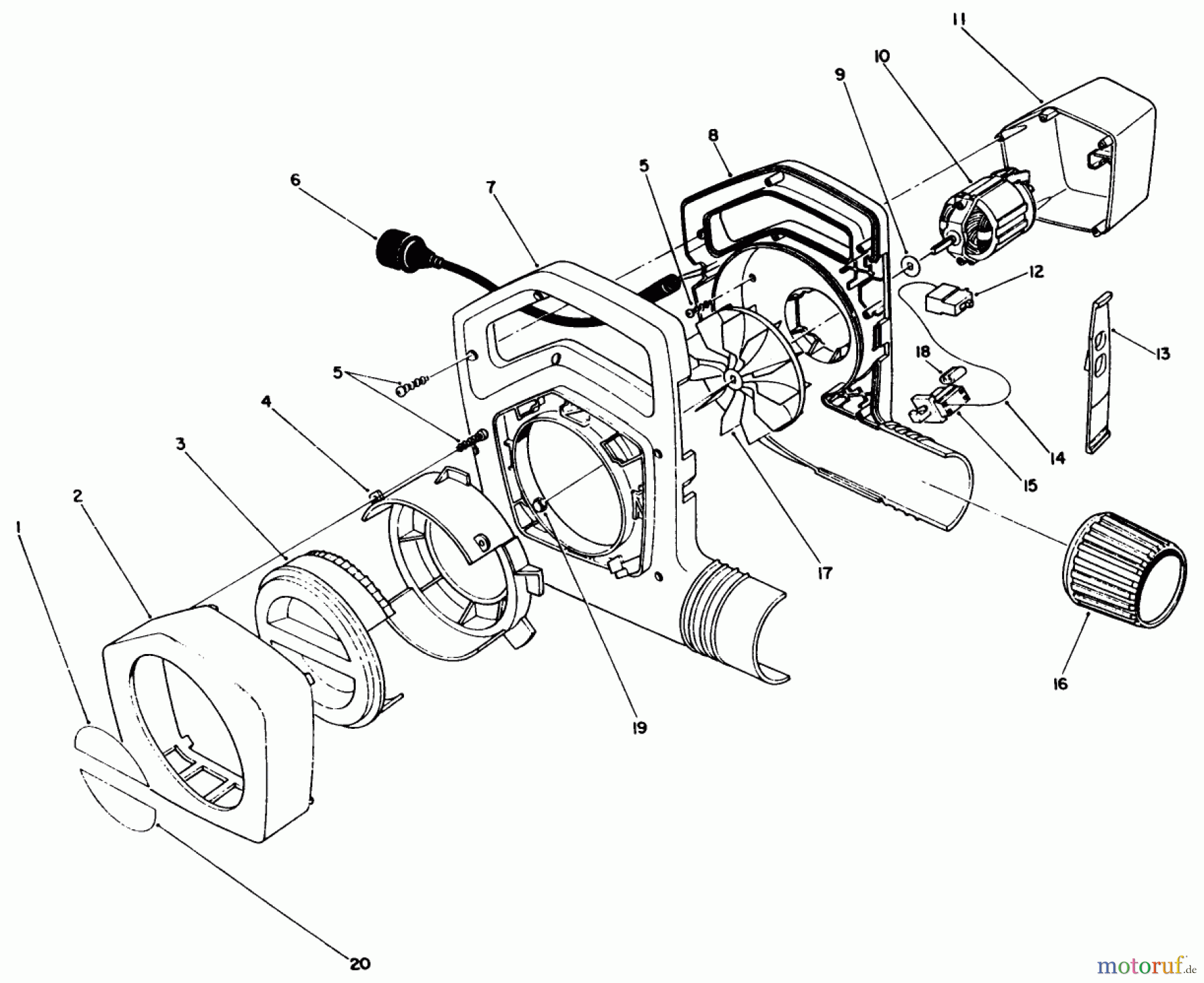  Toro Neu Blowers/Vacuums/Chippers/Shredders 51570 - Toro Yard Blower Vac, 1991 (1000001-1999999) BLOWER ASSEMBLY