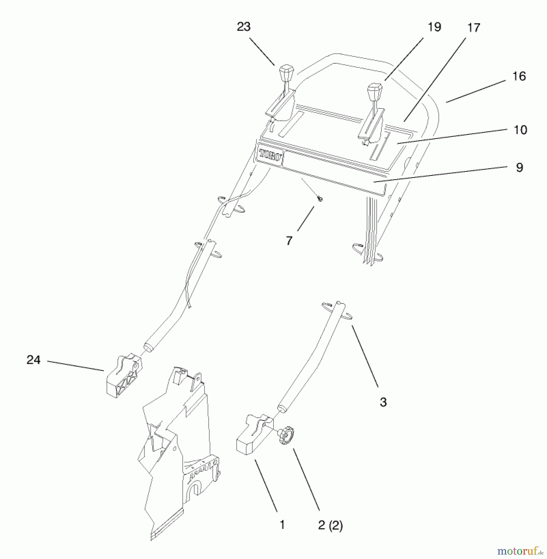  Toro Neu Mowers, Walk-Behind Seite 2 26638 - Toro Lawnmower, 1998 (8900001-8999999) HANDLE ASSEMBLY