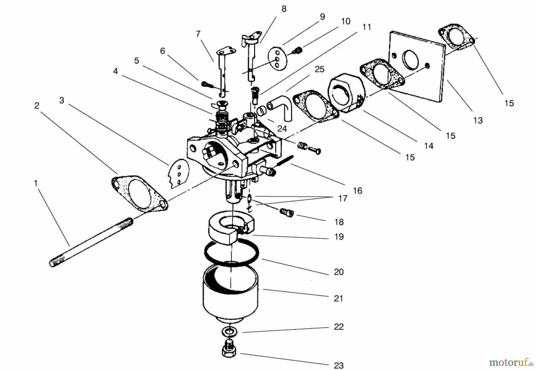  Toro Neu Mowers, Walk-Behind Seite 2 26643 - Toro Lawnmower, 1997 (7900001-7999999) CARBURETOR ASSEMBLY