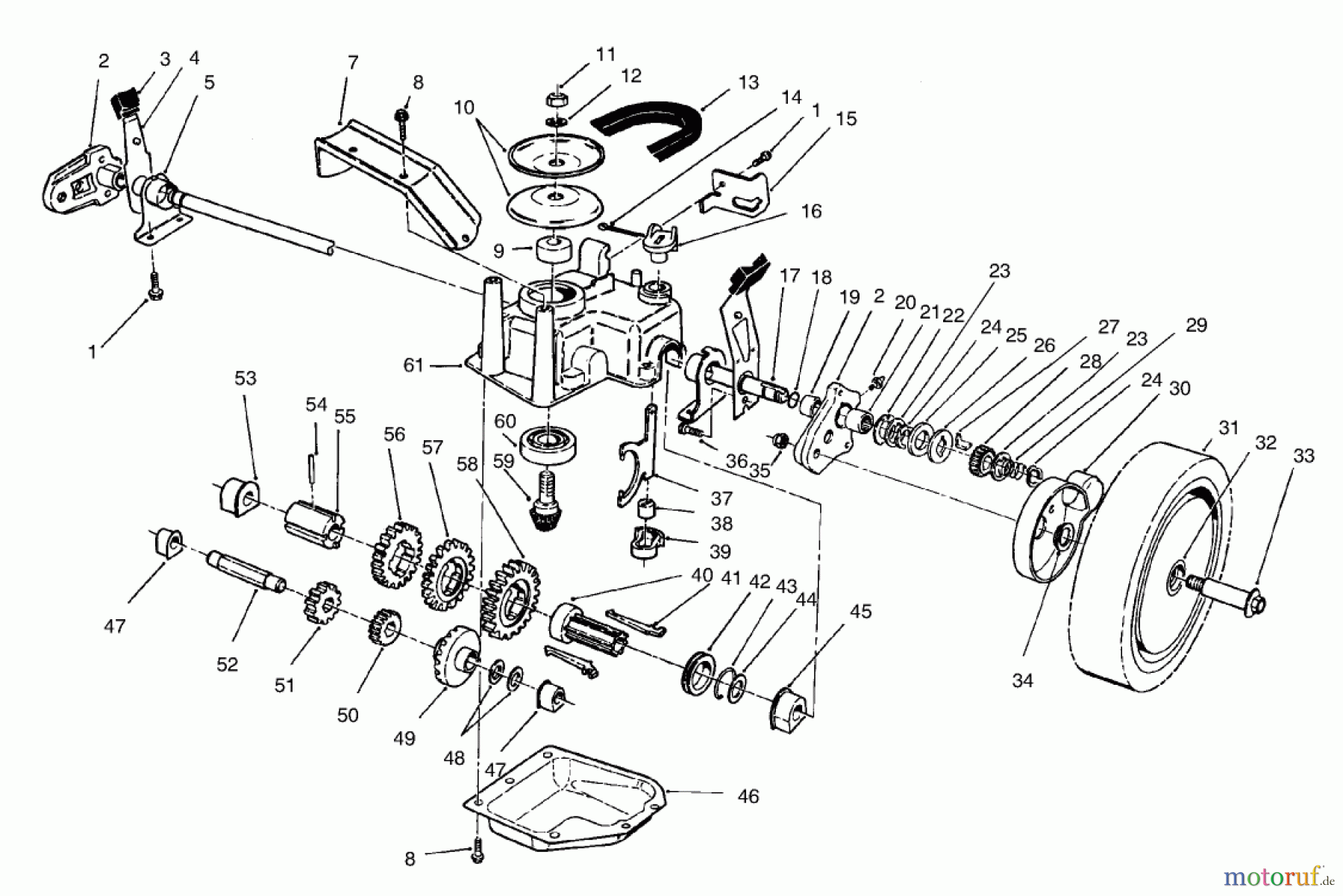  Toro Neu Mowers, Walk-Behind Seite 2 26643 - Toro Lawnmower, 1997 (7900001-7999999) GEAR CASE ASSEMBLY