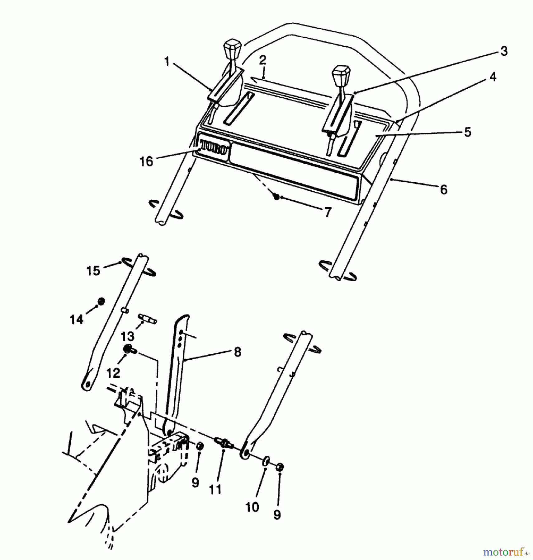  Toro Neu Mowers, Walk-Behind Seite 2 26682 - Toro Lawnmower, 1989 (9000001-9999999) HANDLE ASSEMBLY