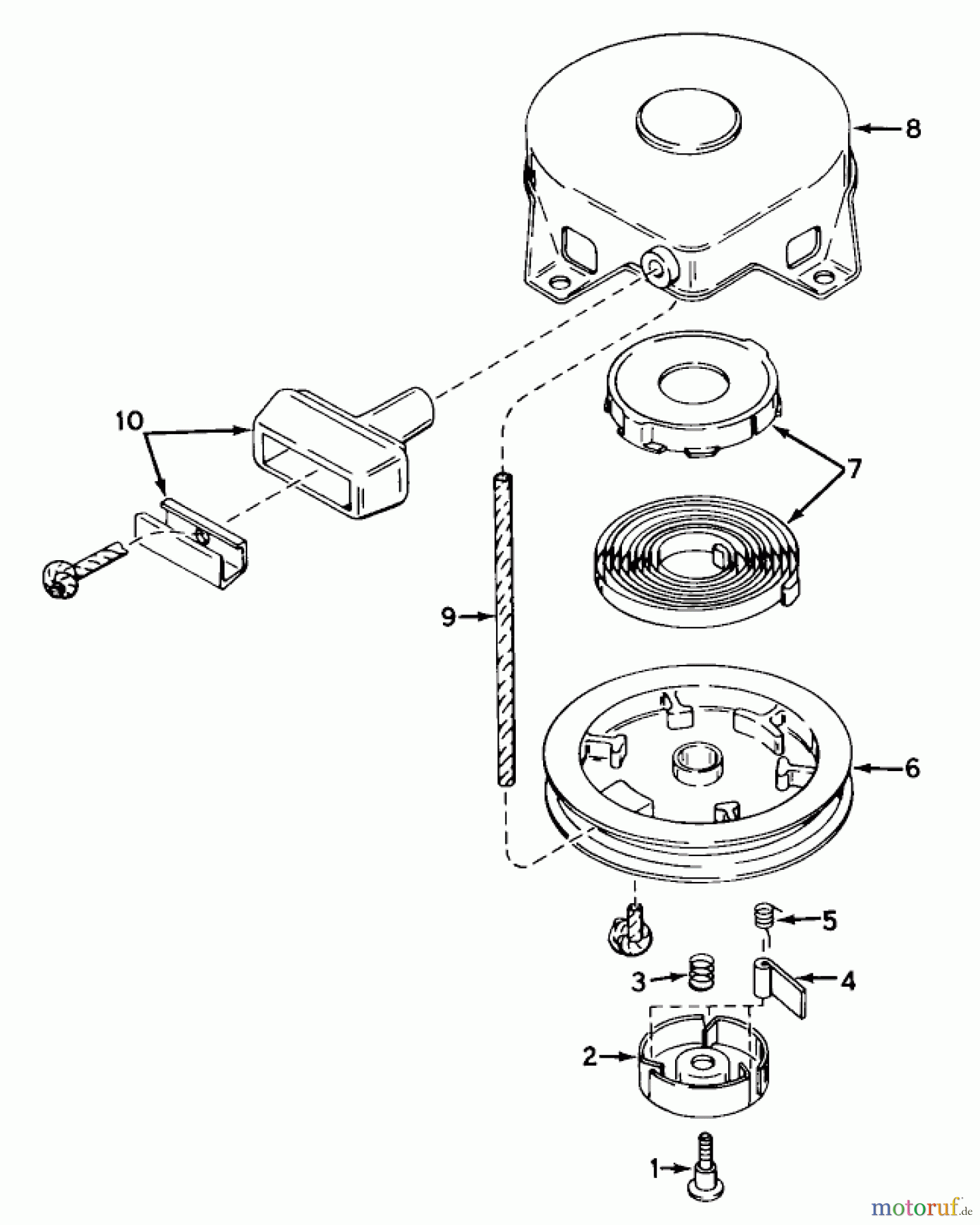  Toro Neu Mowers, Wide-Area Walk-Behind 23301 - Toro Lawnmower, 1967 (7000001-7999999) REWIND STARTER NO. 590449