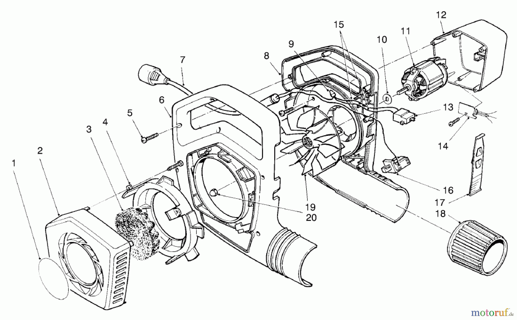 Toro Neu Blowers/Vacuums/Chippers/Shredders 51575 (850) - Toro 850 Super Blower, 1994 (49000001-49999999) BLOWER ASSEMBLY