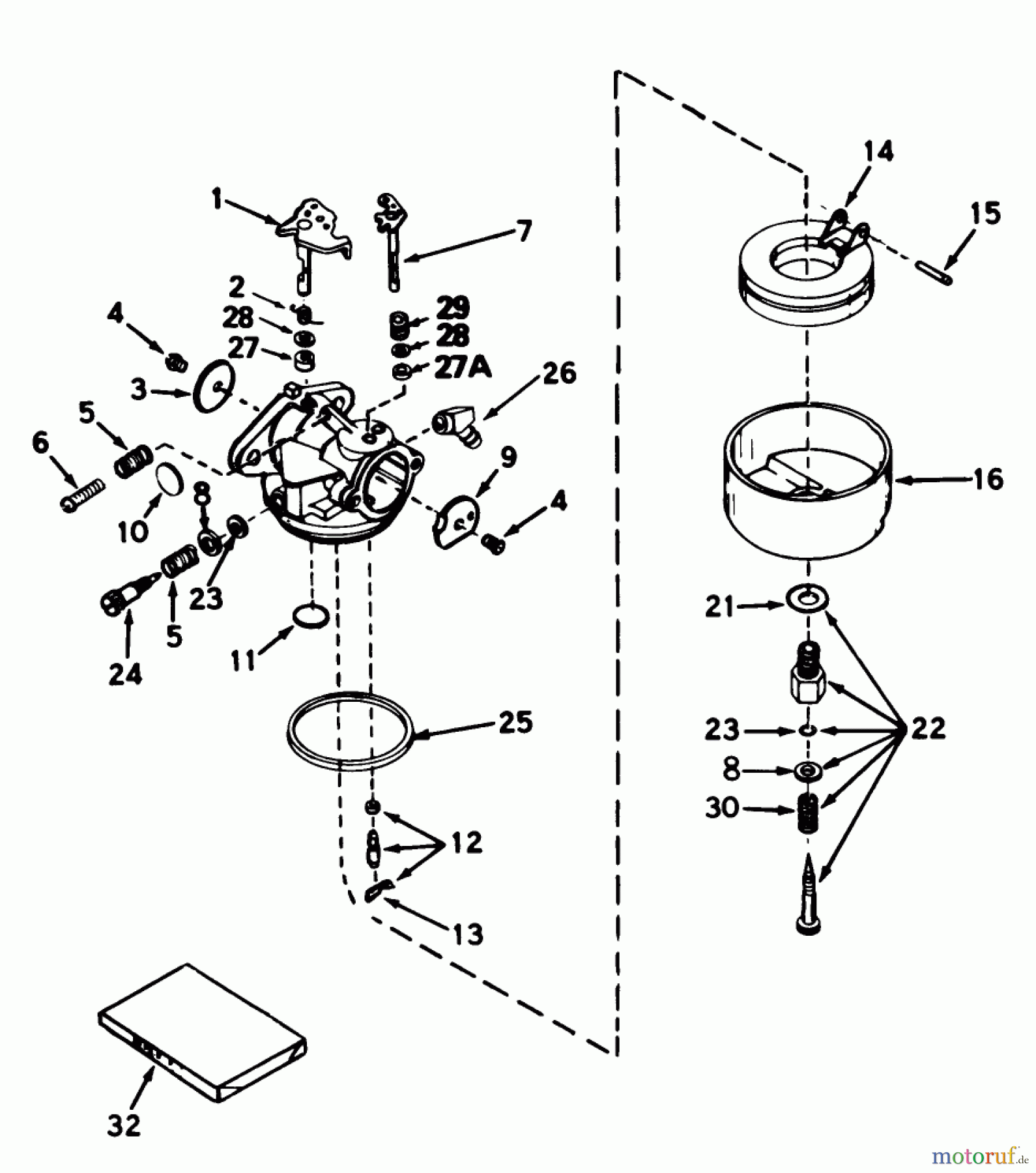  Toro Neu Mowers, Wide-Area Walk-Behind 23267 - Toro Lawnmower, 1985 (5000001-5999999) CARBURETOR MODEL NO. 632253