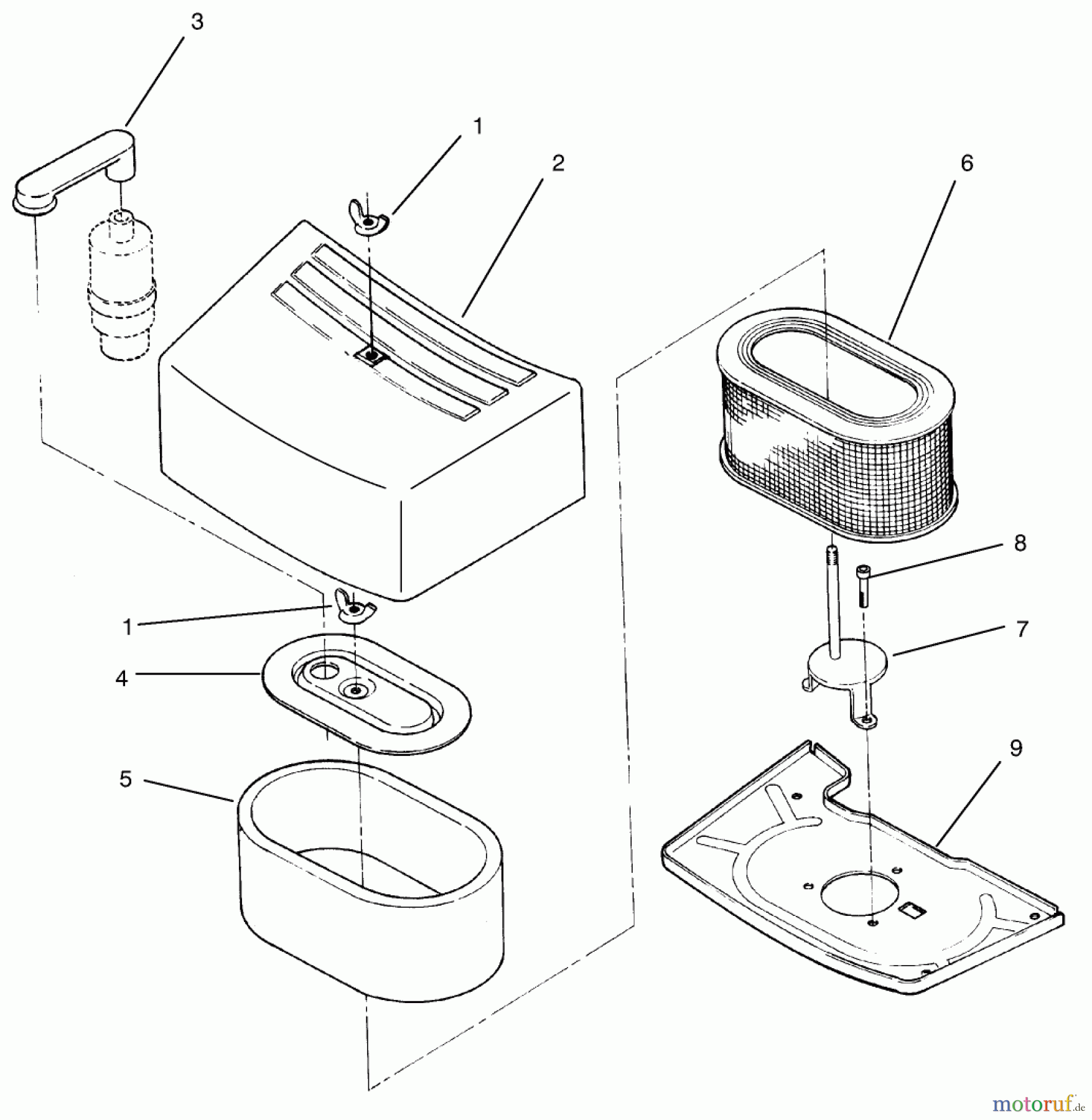  Toro Neu Mowers, Zero-Turn 74021 (616-Z) - Toro 616-Z Tractor, 1993 (39000001-39999999) AIR CLEANER ASSEMBLY
