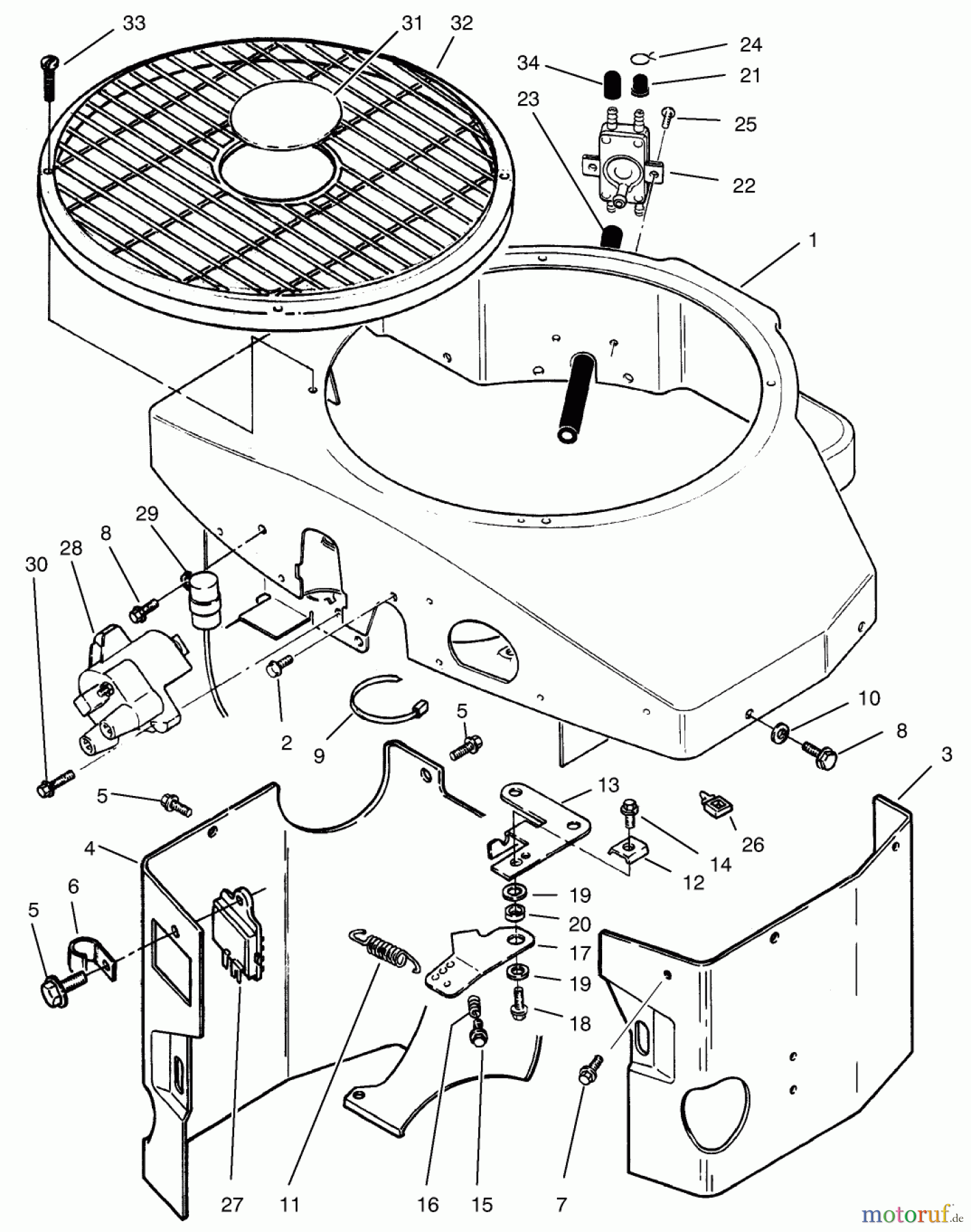  Toro Neu Mowers, Zero-Turn 74021 (616-Z) - Toro 616-Z Tractor, 1994 (490001-499999) COVERS, FUEL PUMP, COIL, REGULATOR & GOVERNOR LINKAGE ASSEMBLY