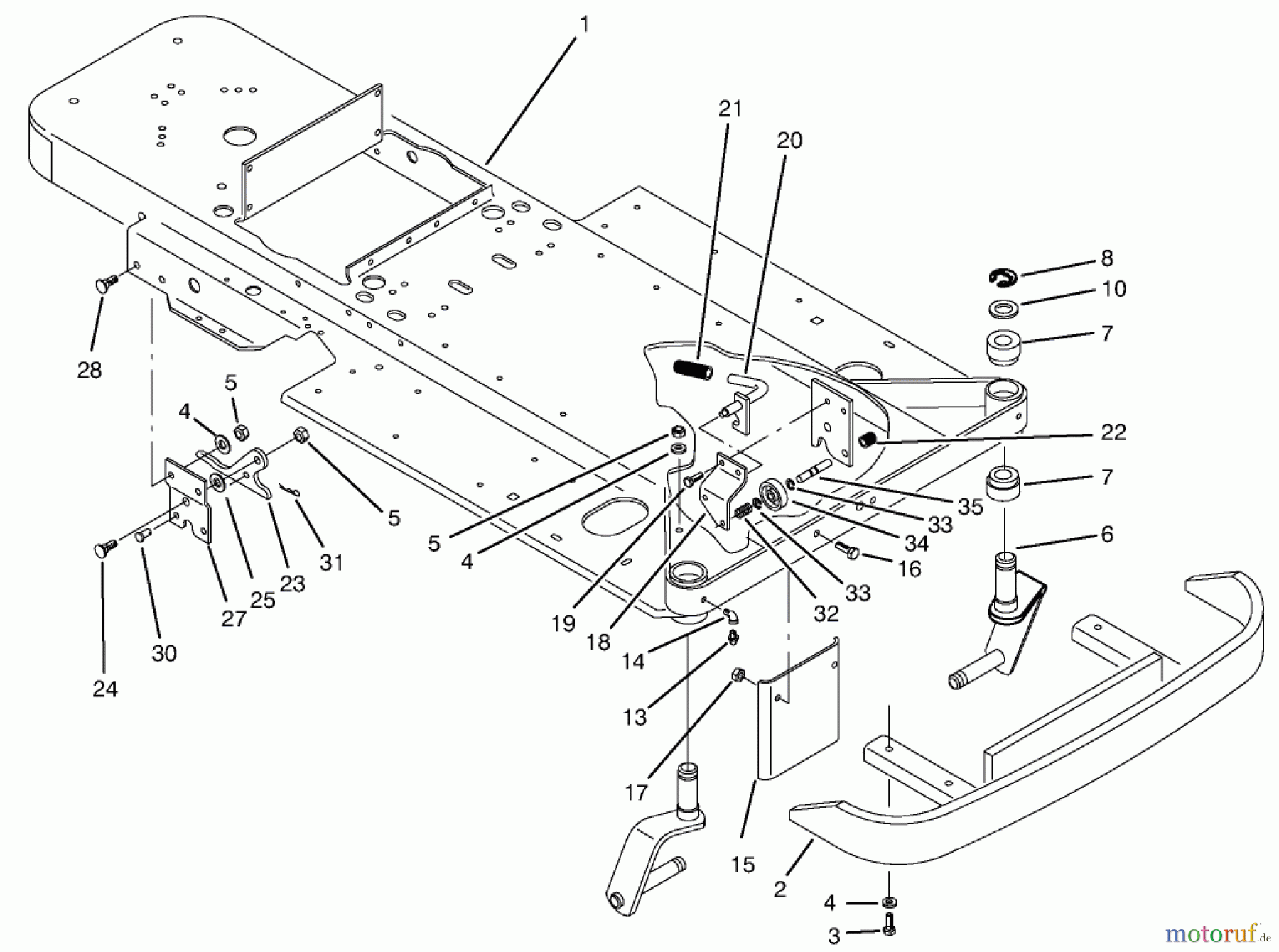  Toro Neu Mowers, Zero-Turn 74021 (616-Z) - Toro 616-Z Tractor, 1994 (490001-499999) FRAME & FRONT WHEEL FORK ASSEMBLY