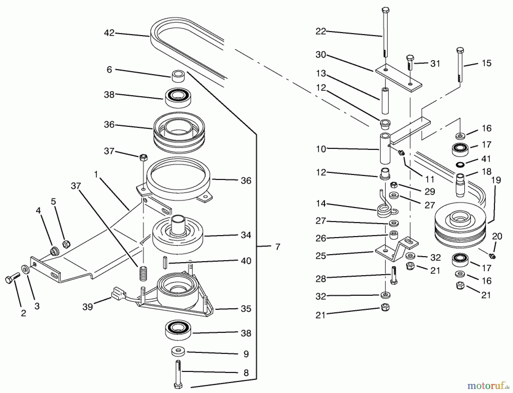  Toro Neu Mowers, Zero-Turn 74101 (620-Z) - Toro 620-Z Tractor, 1994 (490001-499999) PTO ELECTRIC CLUTCH & DRIVE ASSEMBLY