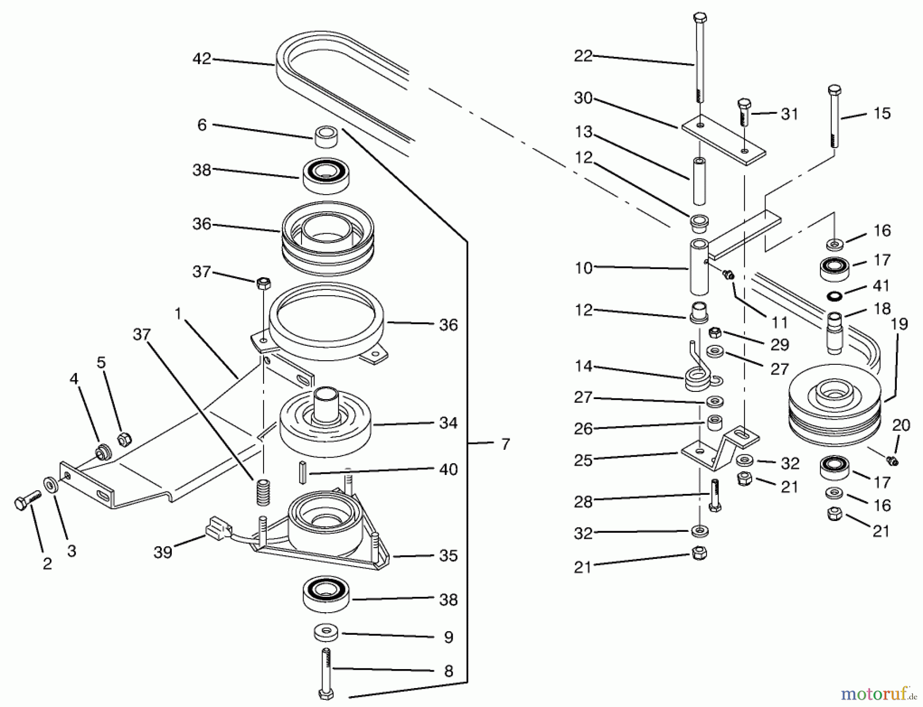  Toro Neu Mowers, Zero-Turn 74041 (616-Z) - Toro 616-Z Tractor, 1994 (49000001-49999999) PTO ELECTRIC CLUTCH & DRIVE ASSEMBLY