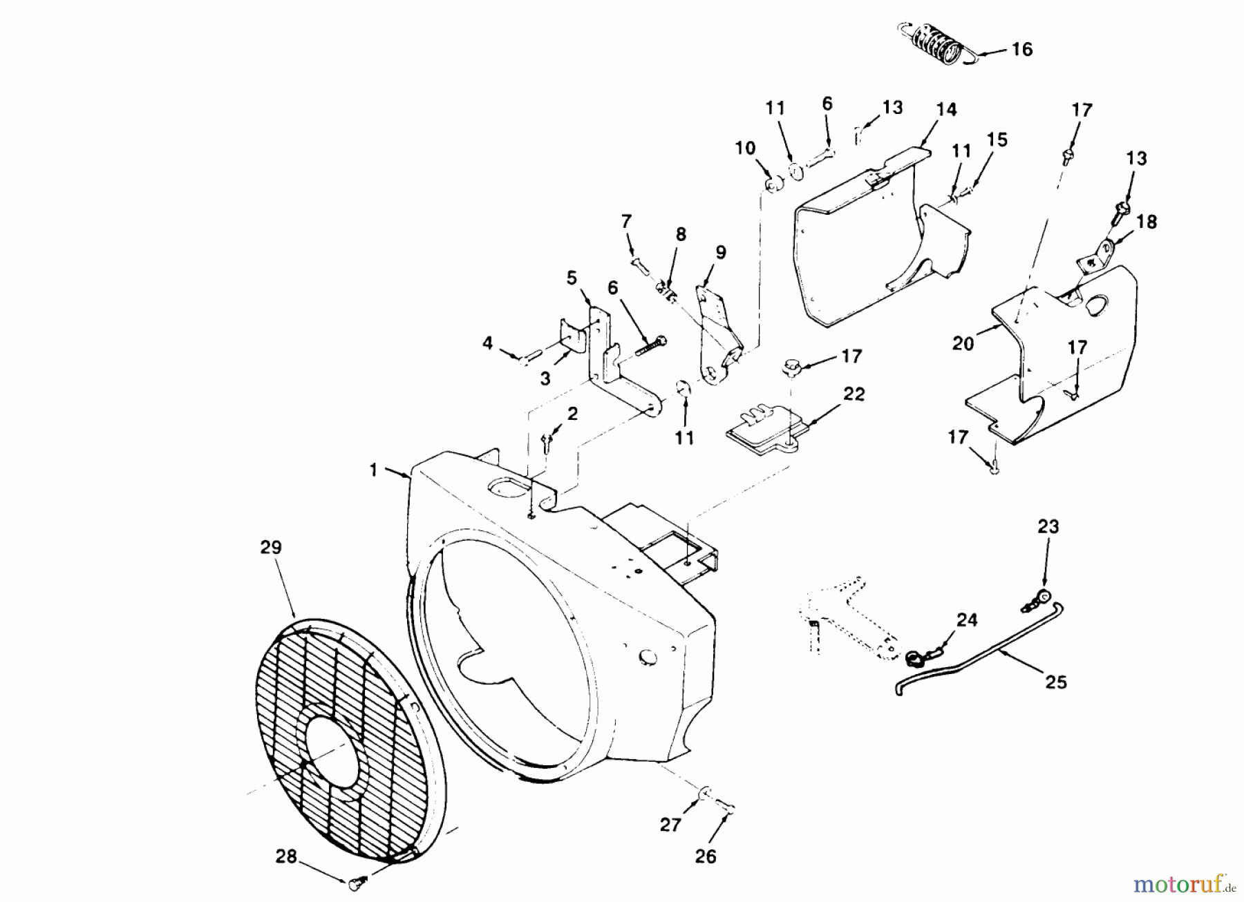 Toro Neu Mowers, Zero-Turn 74140 (724-Z) - Toro 724-Z Tractor, 1995 (590001-599999) BLOWER HOUSING ASSEMBLY