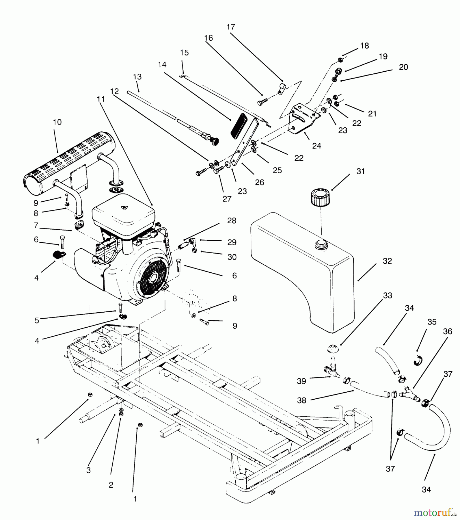 Toro Neu Mowers, Zero-Turn 74140 (724-Z) - Toro 724-Z Tractor, 1995 (590001-599999) ENGINE AND FUEL SYSTEMS