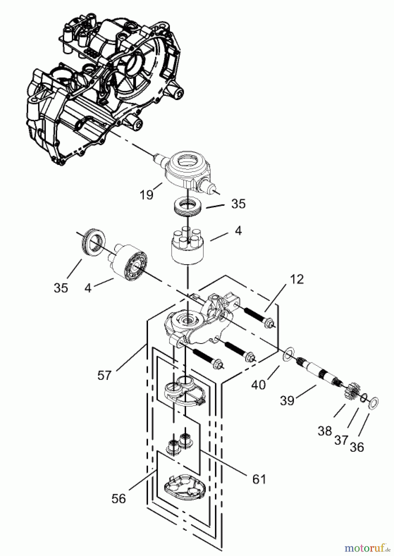  Toro Neu Mowers, Zero-Turn 74301 (14-38Z) - Toro 14-38Z TimeCutter Z Riding Mower, 2003 (230000001-230999999) CYLINDER BLOCK ASSEMBLY LH HYDROSTAT NO. 105-3492