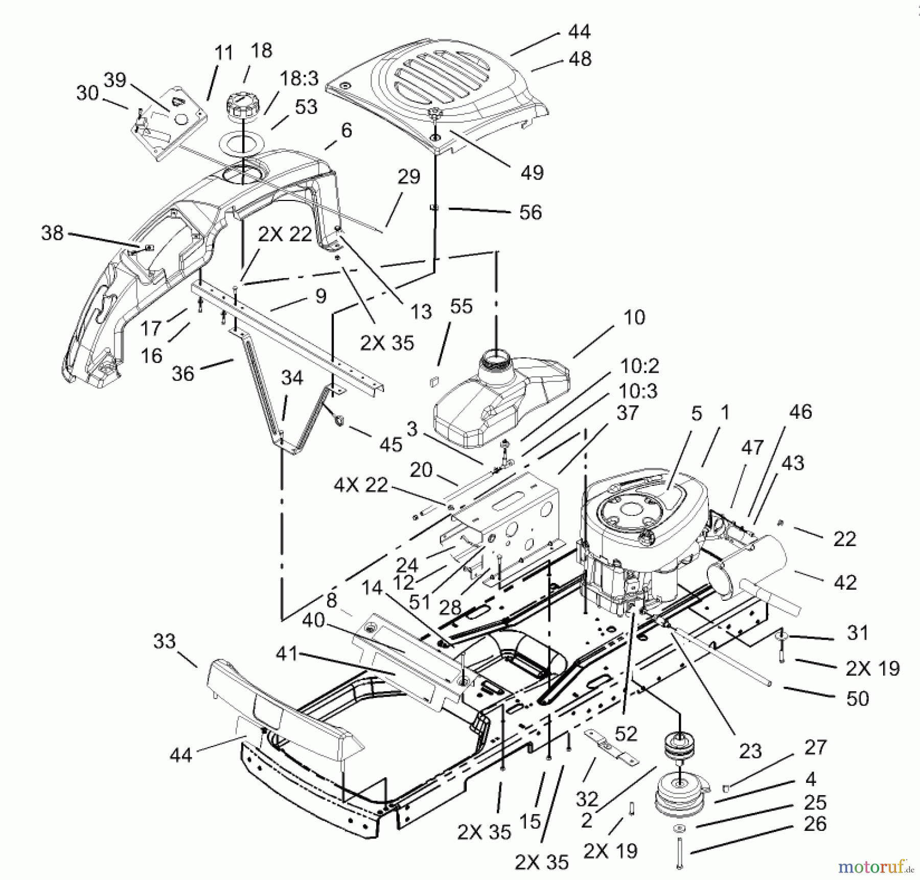 Toro Neu Mowers, Zero-Turn 74301 (14-38Z) - Toro 14-38Z TimeCutter Z Riding Mower, 2003 (230000001-230999999) ENGINE ASSEMBLY