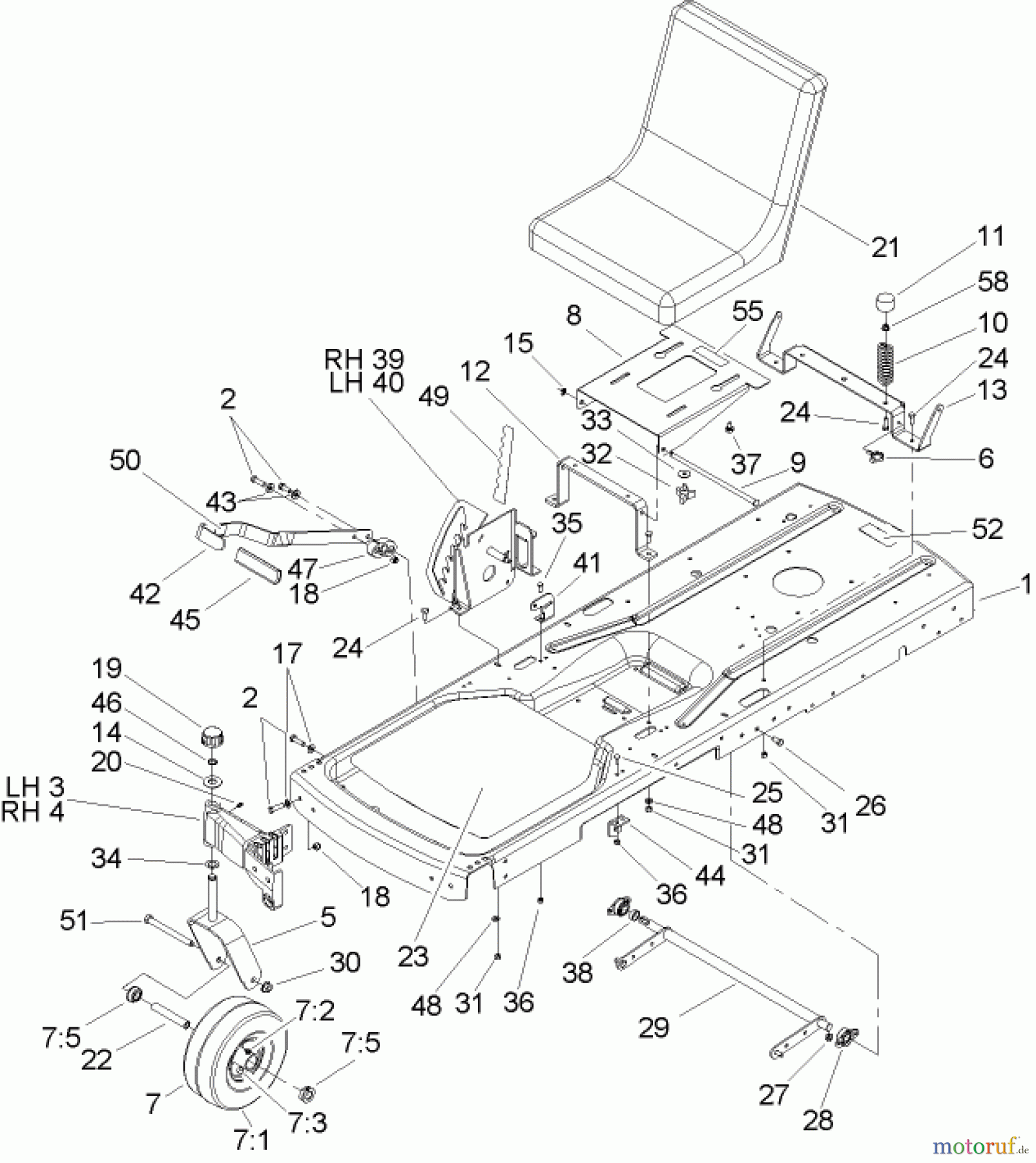  Toro Neu Mowers, Zero-Turn 74301 (14-38Z) - Toro 14-38Z TimeCutter Z Riding Mower, 2004 (240000001-240000893) FRAME ASSEMBLY