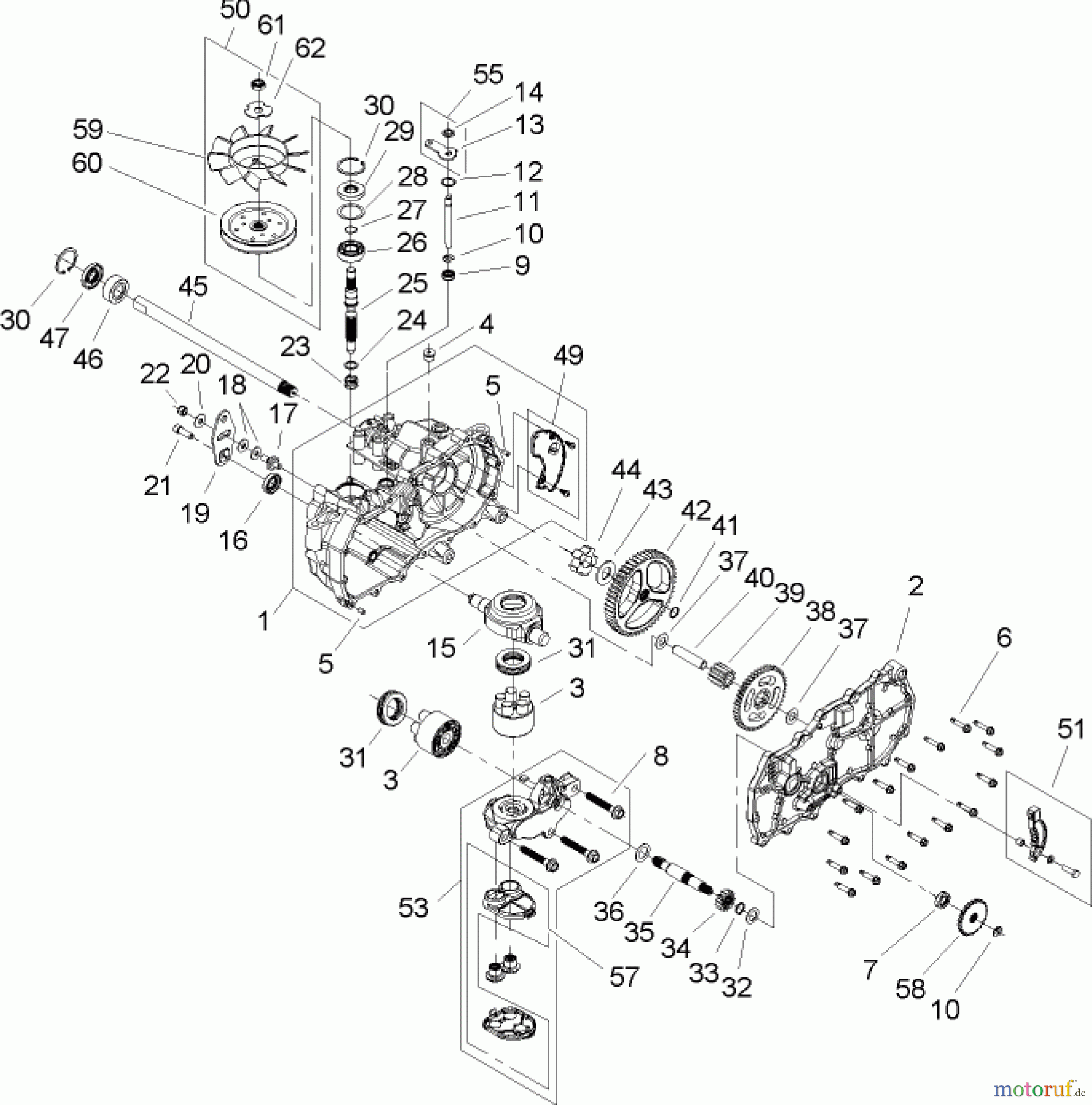  Toro Neu Mowers, Zero-Turn 74301 (14-38Z) - Toro 14-38Z TimeCutter Z Riding Mower, 2004 (240000001-240000893) LH HYDROSTAT ASSEMBLY PART NO. 107-2465