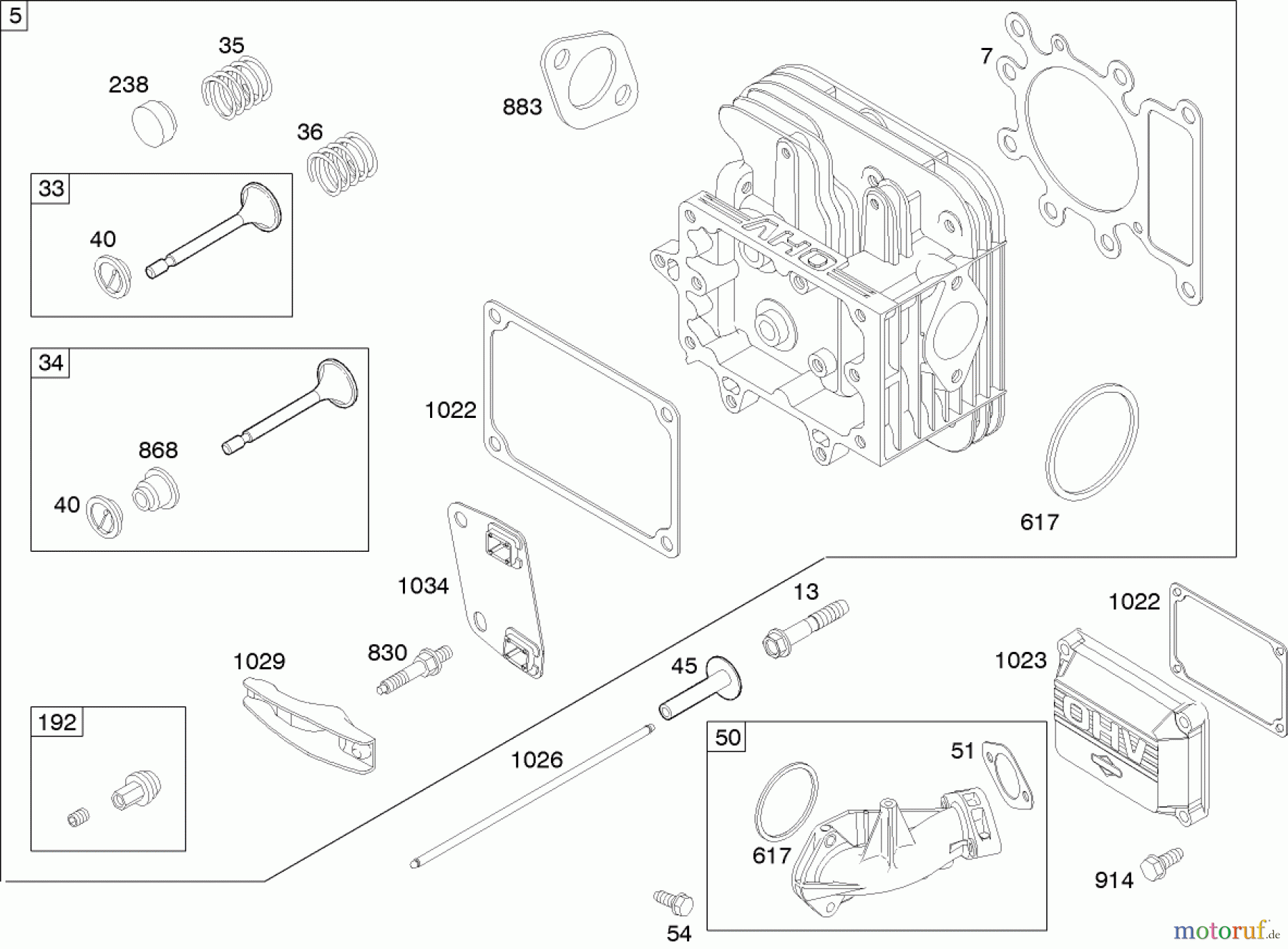 Toro Neu Mowers, Zero-Turn 74301 (Z380) - Toro TimeCutter Z380 Riding Mower, 2005 (250000001-250999999) CYLINDER HEAD ASSEMBLY BRIGGS AND STRATTON 280H07-0166-E1