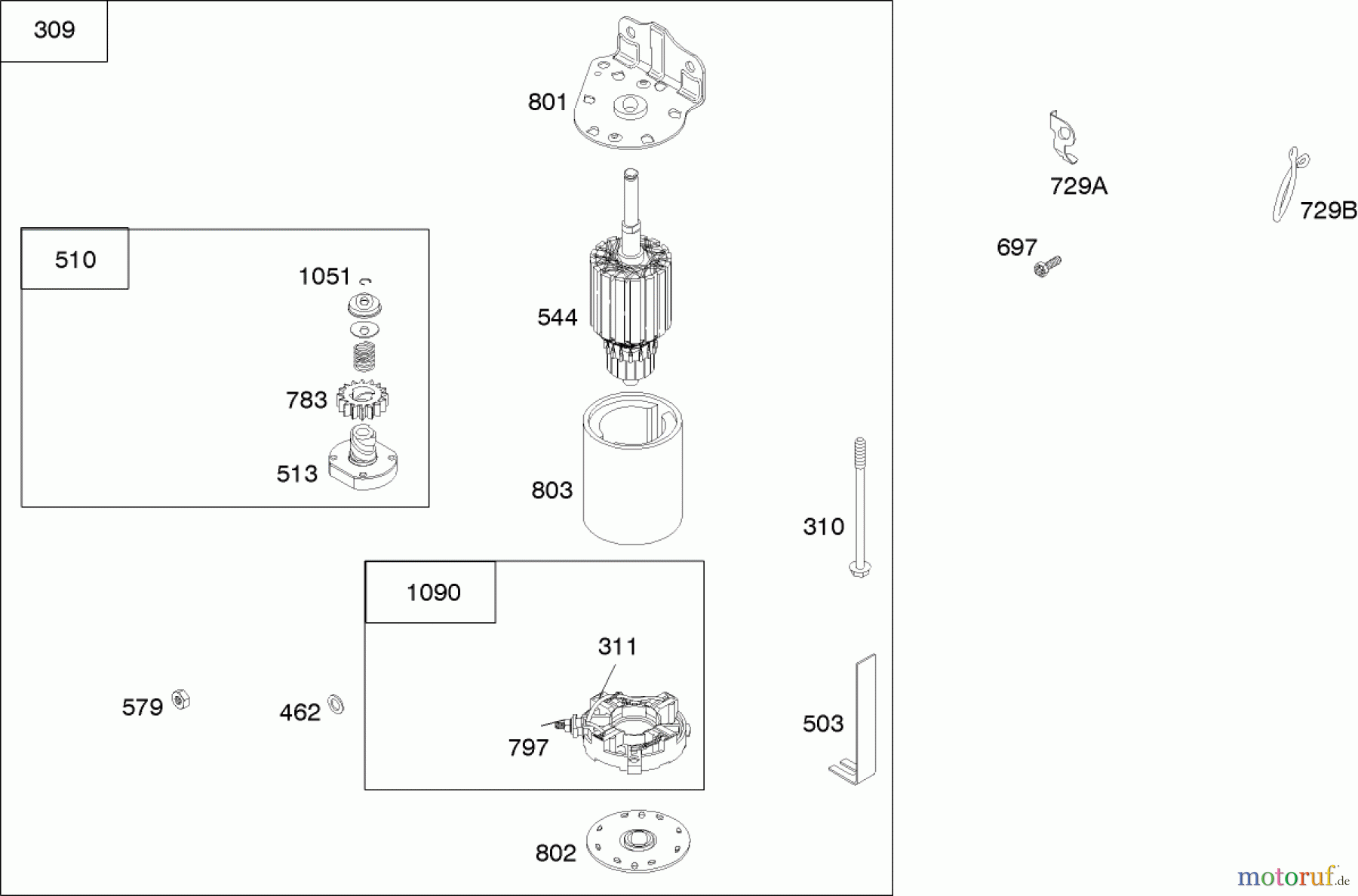  Toro Neu Mowers, Zero-Turn 74301 (Z380) - Toro TimeCutter Z380 Riding Mower, 2005 (250000001-250999999) STARTER ASSEMBLY BRIGGS AND STRATTON 280H07-0166-E1
