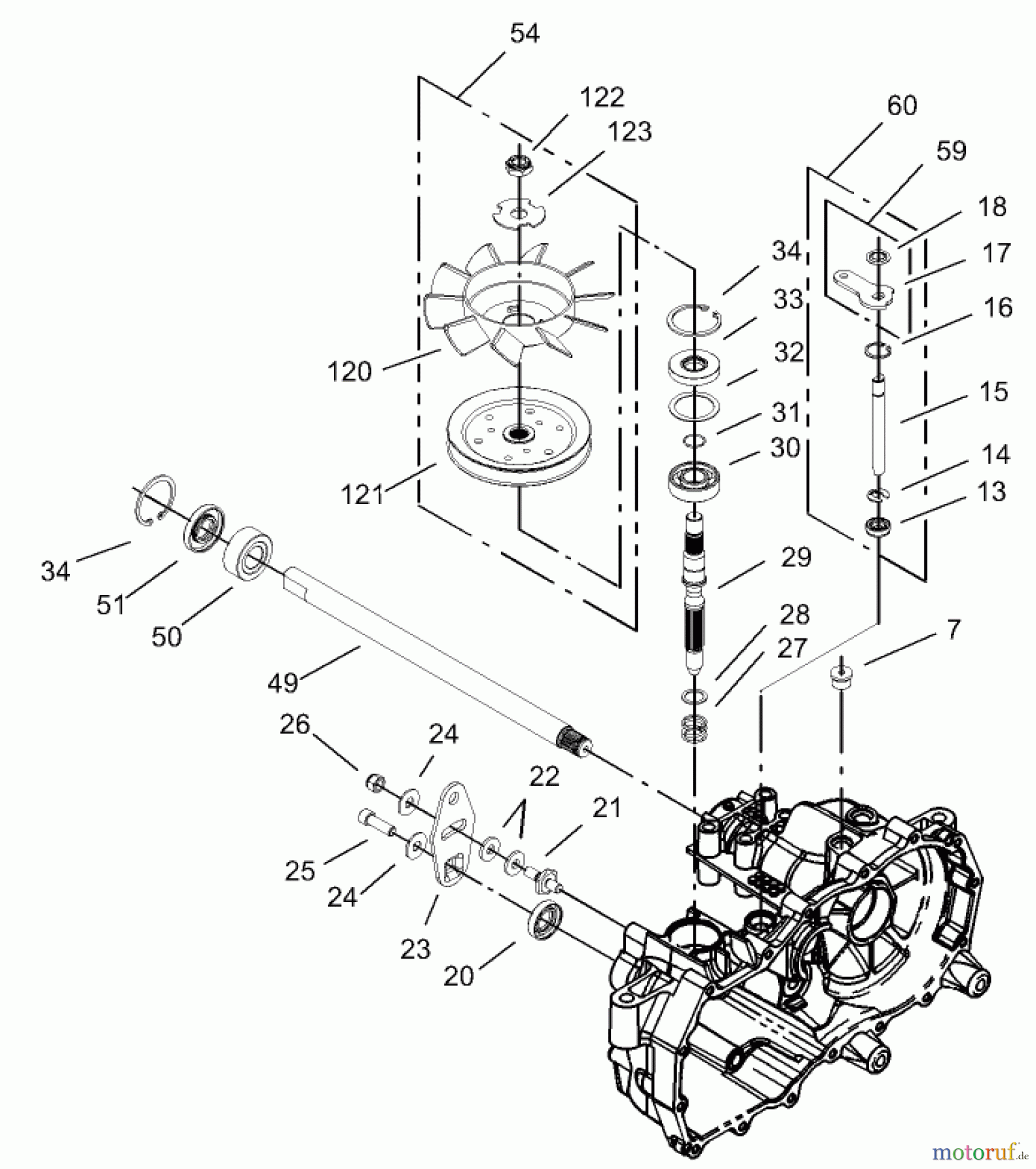 Toro Neu Mowers, Zero-Turn 74325 (16-42Z) - Toro 16-42Z TimeCutter Z Riding Mower, 2003 (230000001-230999999) FAN AND PULLEY ASSEMBLY LH HYDROSTAT NO. 105-3492