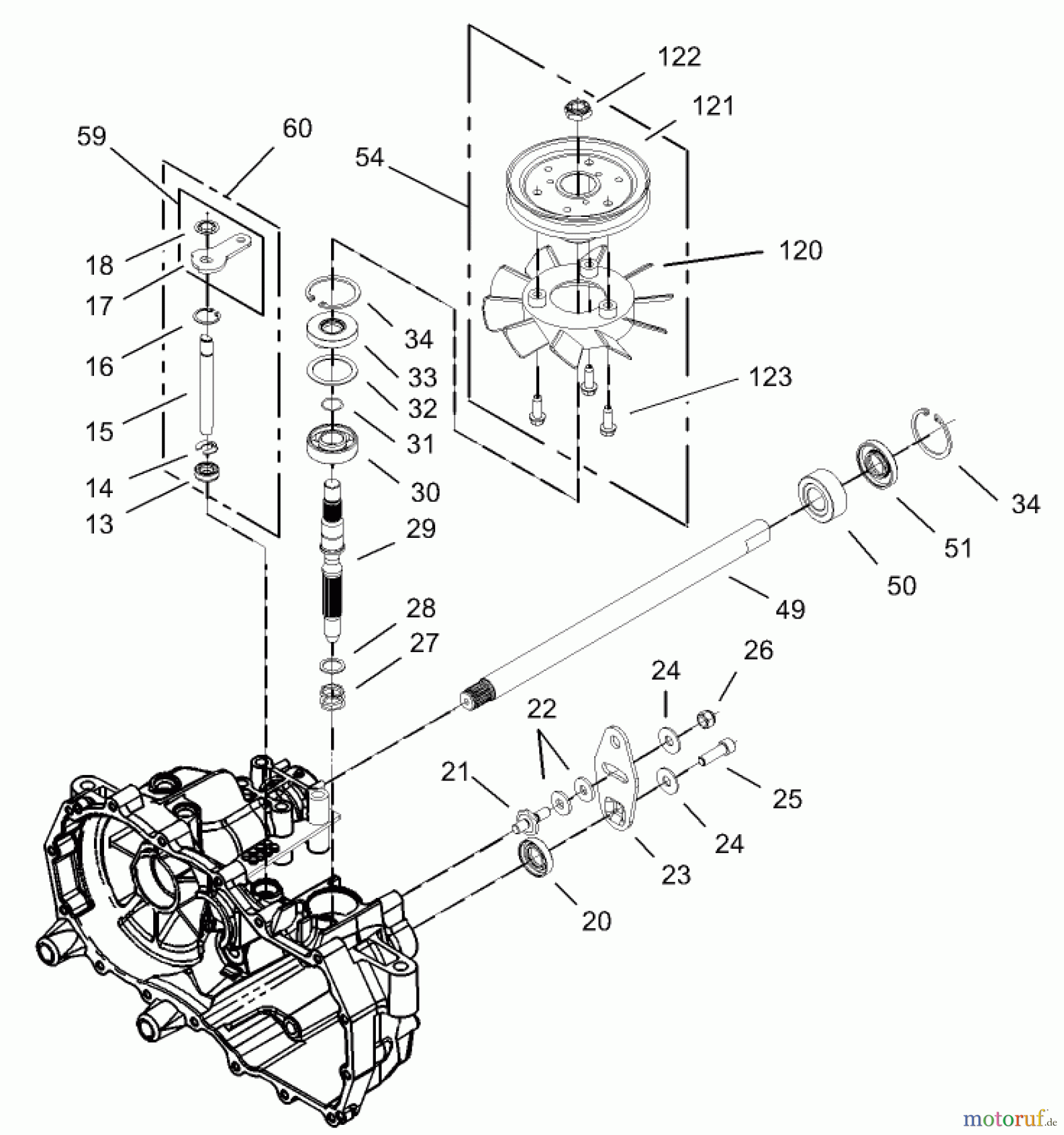  Toro Neu Mowers, Zero-Turn 74325 (16-42Z) - Toro 16-42Z TimeCutter Z Riding Mower, 2003 (230000001-230999999) FAN AND PULLEY ASSEMBLY RH HYDROSTAT NO. 105-3491