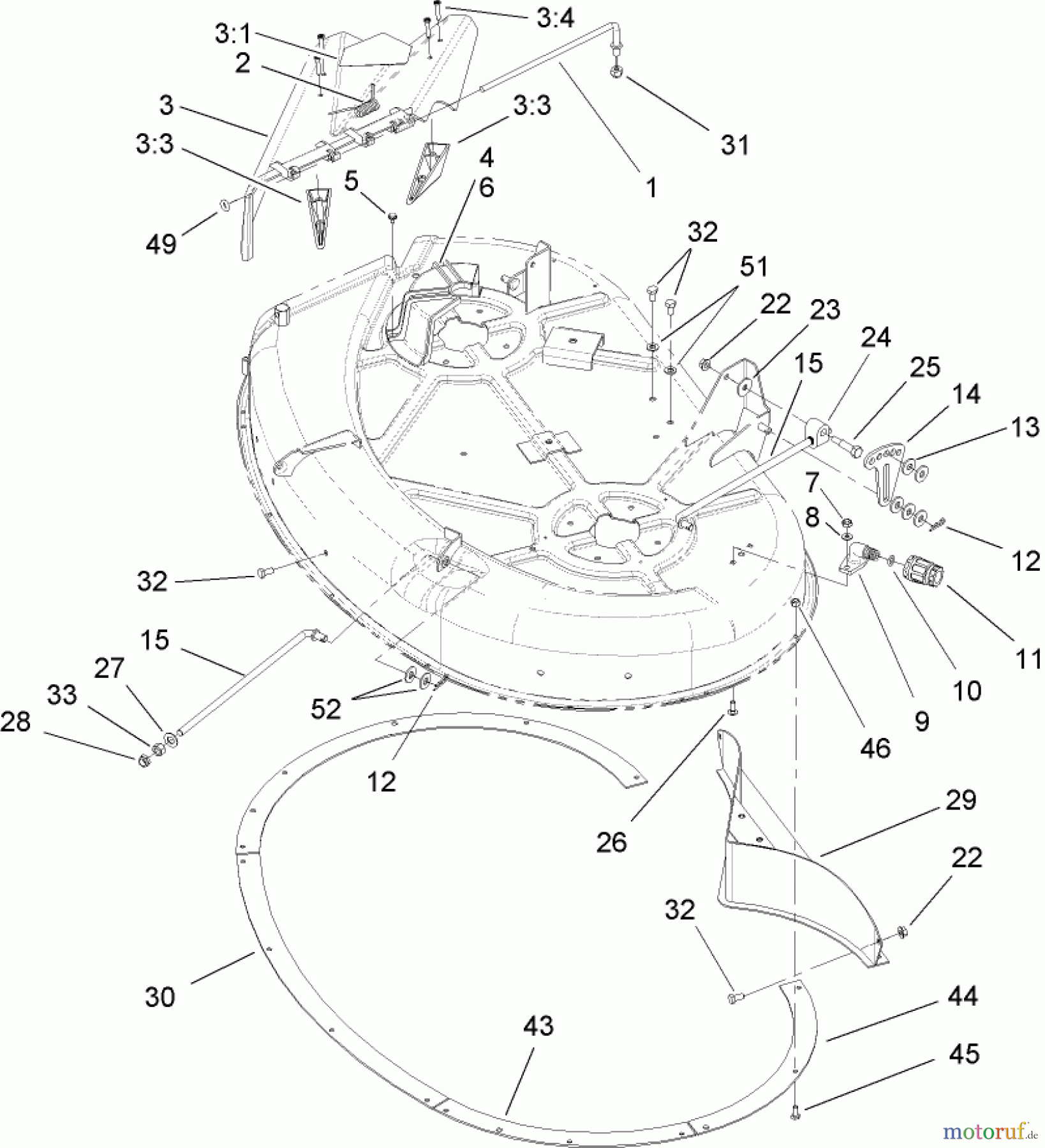  Toro Neu Mowers, Zero-Turn 74330 (16-42Z) - Toro 16-42Z TimeCutter Z Riding Mower, 2004 (240001180-240999999) DEFLECTOR AND BAFFLE ASSEMBLY