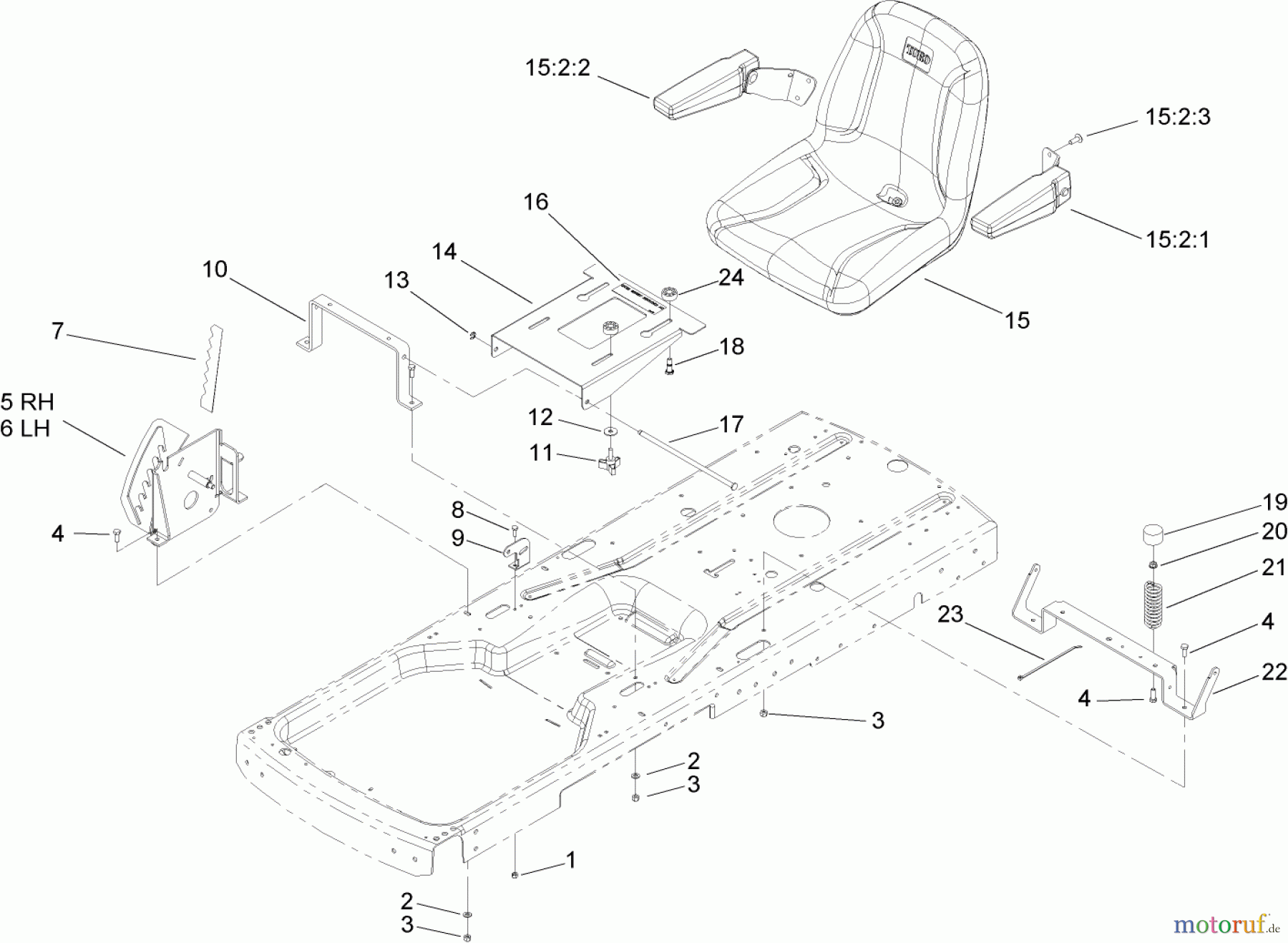  Toro Neu Mowers, Zero-Turn 74352 (Z480) - Toro TimeCutter Z480 Riding Mower, 2005 (250000001-250999999) SEAT ASSEMBLY