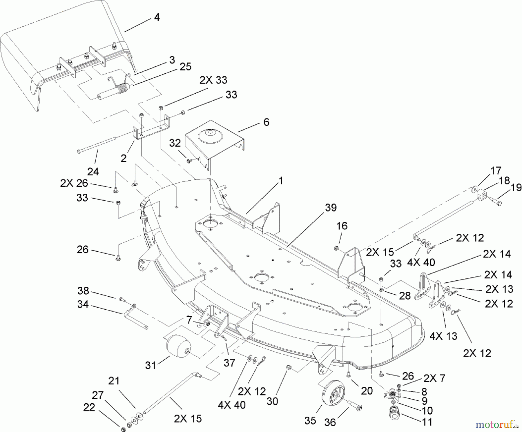  Toro Neu Mowers, Zero-Turn 74353 (Z480) - Toro TimeCutter Z480 Riding Mower, 2006 (260000001-260999999) 48IN DECK ASSEMBLY