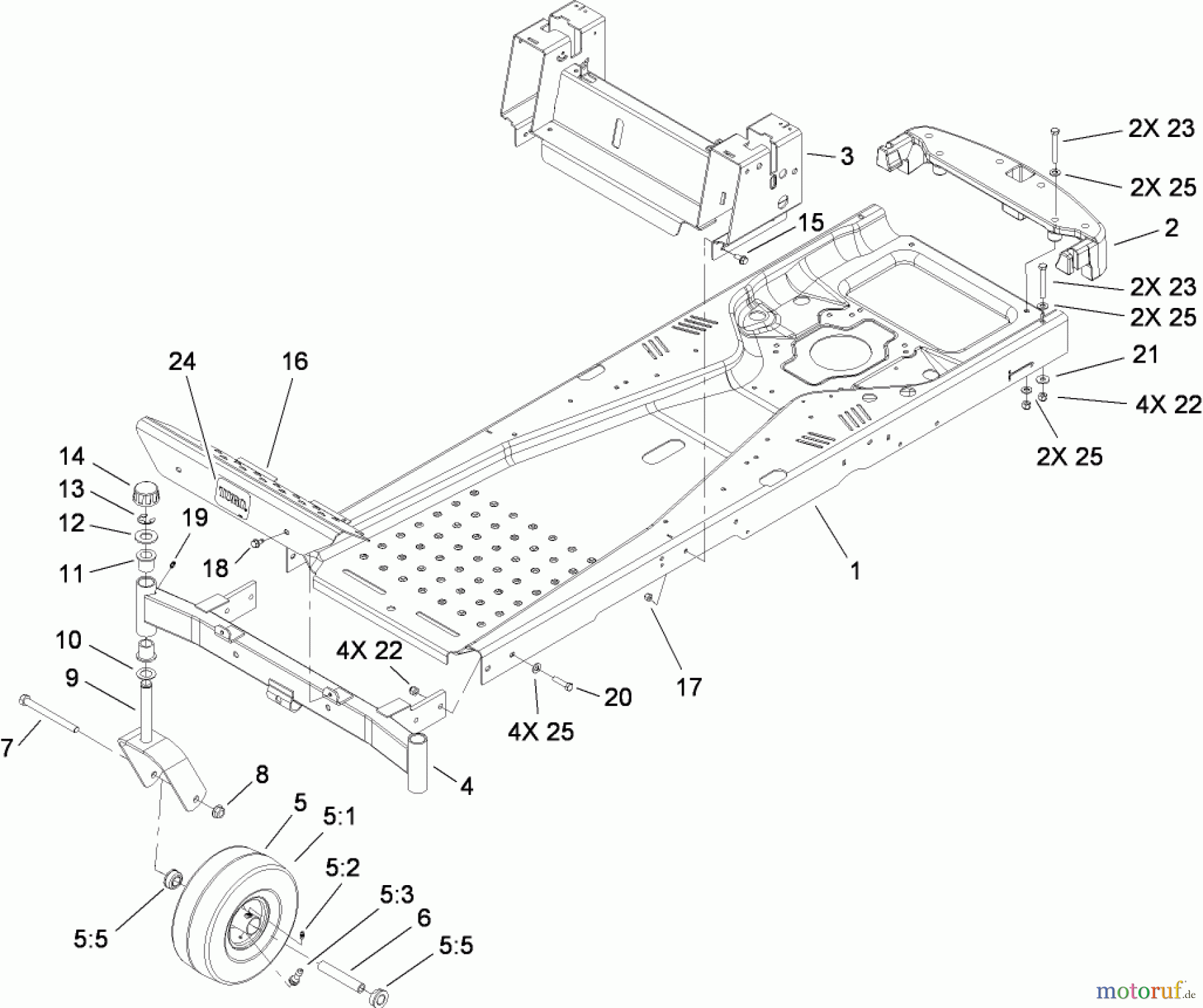  Toro Neu Mowers, Zero-Turn 74360 (Z4200) - Toro TimeCutter Z4200 Riding Mower, 2008 (280000001-280999999) FRAME ASSEMBLY