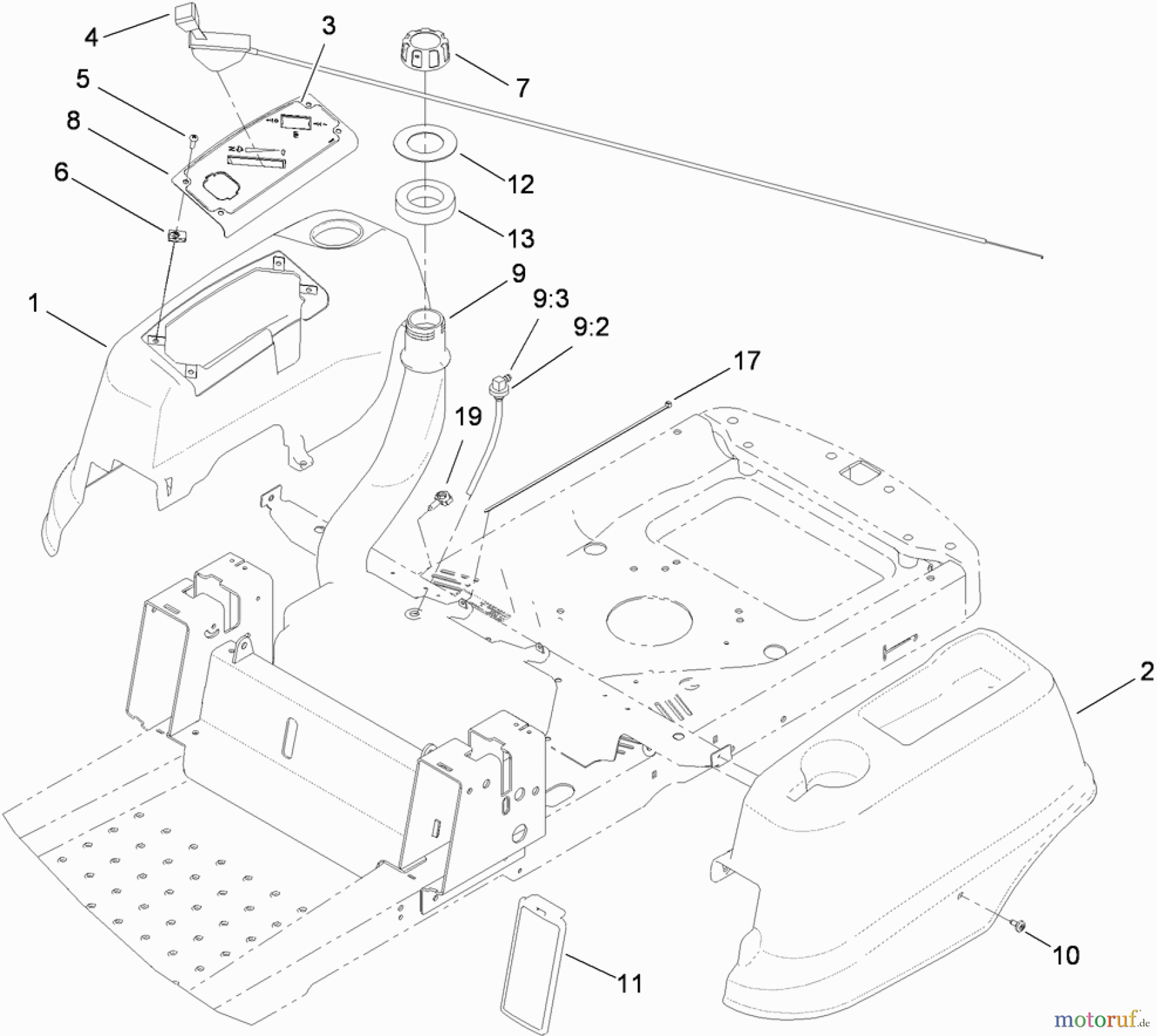  Toro Neu Mowers, Zero-Turn 74360 (Z4200) - Toro TimeCutter Z4200 Riding Mower, 2009 (290001199-290999999) STYLING AND FUEL SYSTEM ASSEMBLY