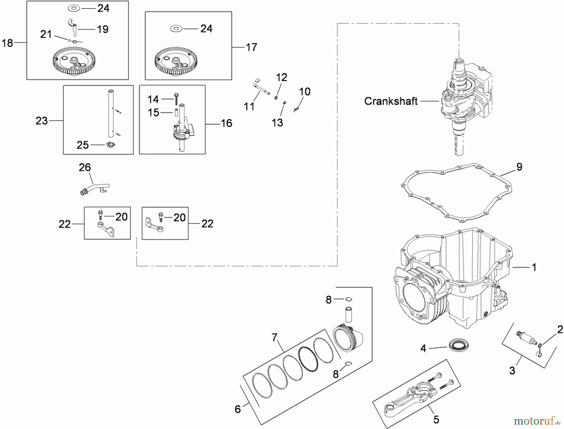  Toro Neu Mowers, Zero-Turn 74363 (Z4200) - Toro TimeCutter Z4220 Riding Mower, 2009 (290000505-290999999) CRANKCASE ASSEMBLY KOHLER SV610-0211