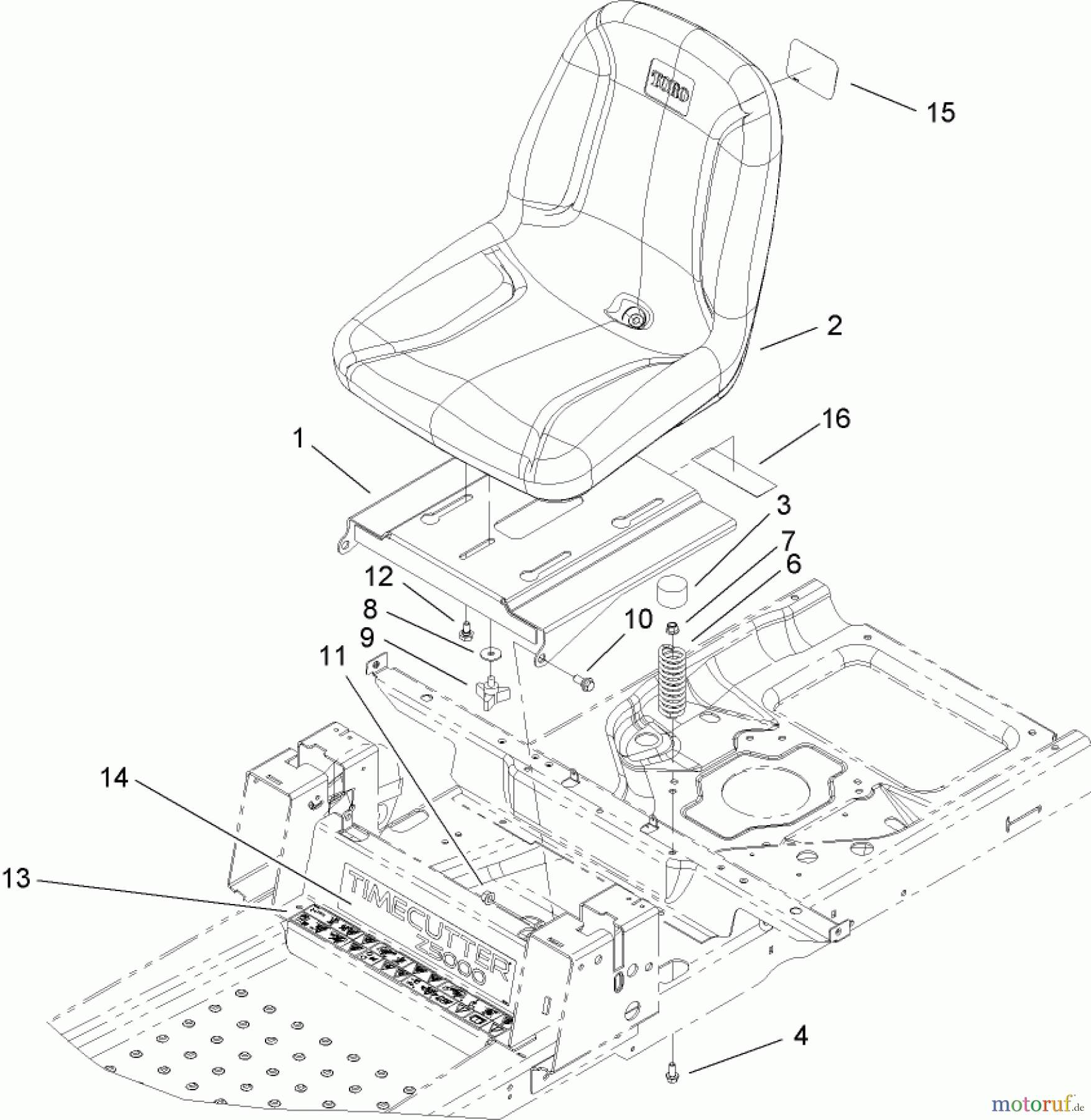  Toro Neu Mowers, Zero-Turn 74370 (Z5000) - Toro TimeCutter Z5000 Riding Mower, 2007 (270000001-270999999) SEAT ASSEMBLY