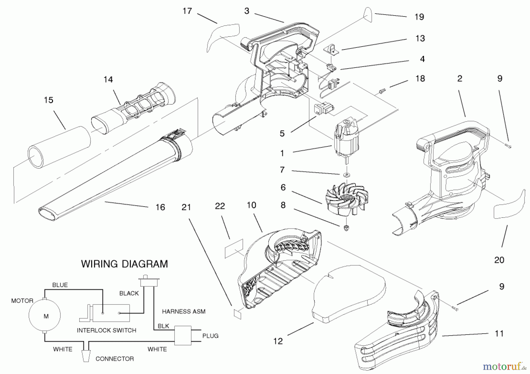 Toro Neu Blowers/Vacuums/Chippers/Shredders 51589 - Toro Quiet Blower Vac, 1999 (99100001-99499999) BLOWERVAC ASSEMBLY