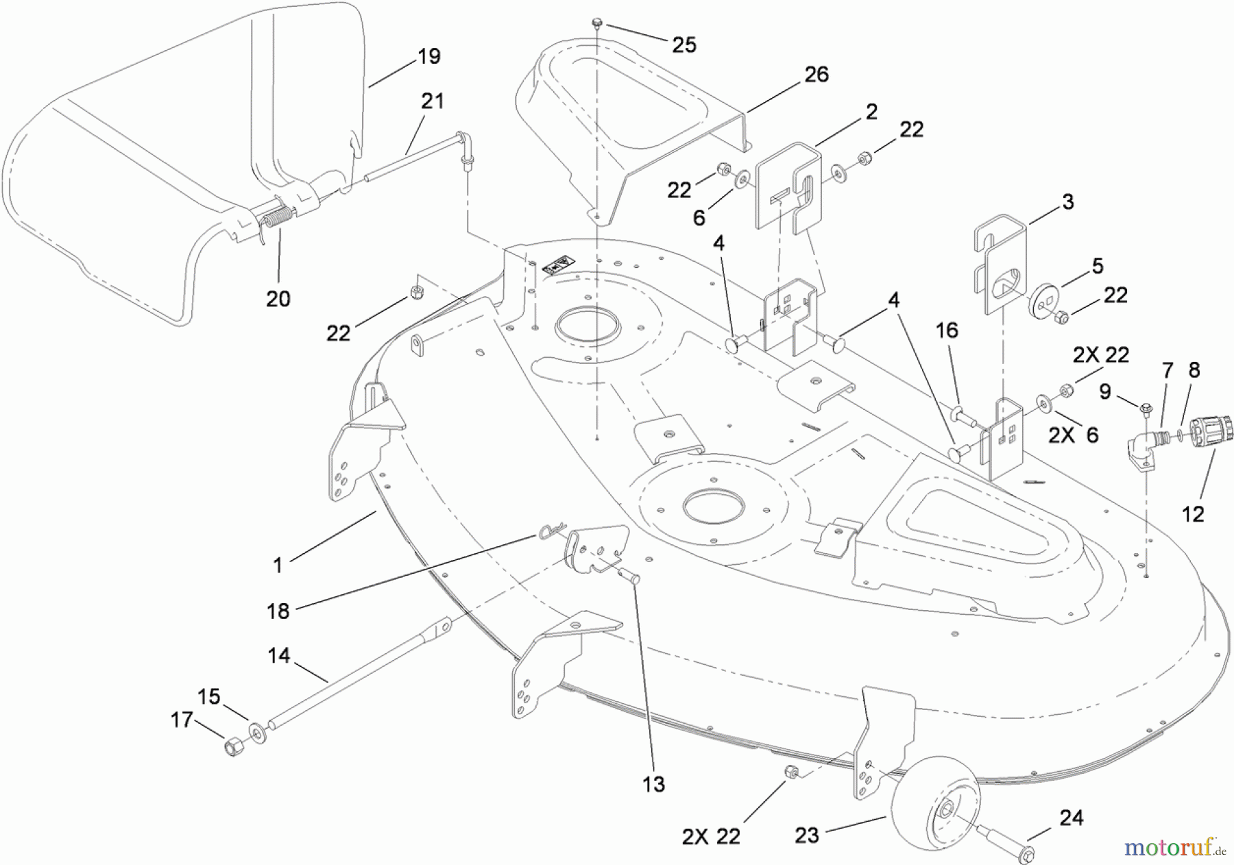  Toro Neu Mowers, Zero-Turn 74375 (Z5060) - Toro TimeCutter Z5060 Riding Mower, 2009 (290000001-290000199) 50 INCH DECK AND SIDE DICHARGE ASSEMBLY