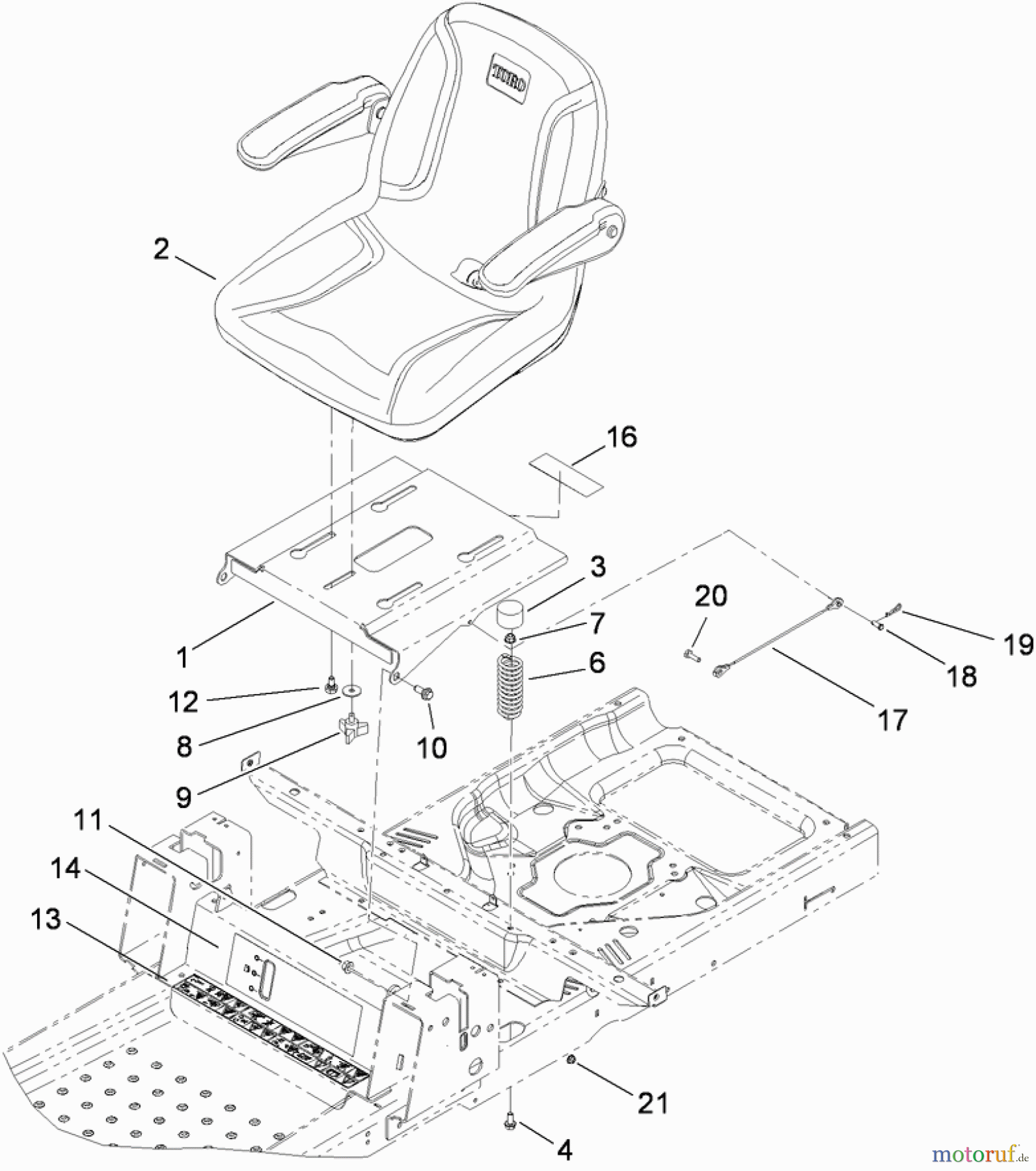  Toro Neu Mowers, Zero-Turn 74375 (Z5060) - Toro TimeCutter Z5060 Riding Mower, 2009 (290000200-290999999) SEAT ASSEMBLY