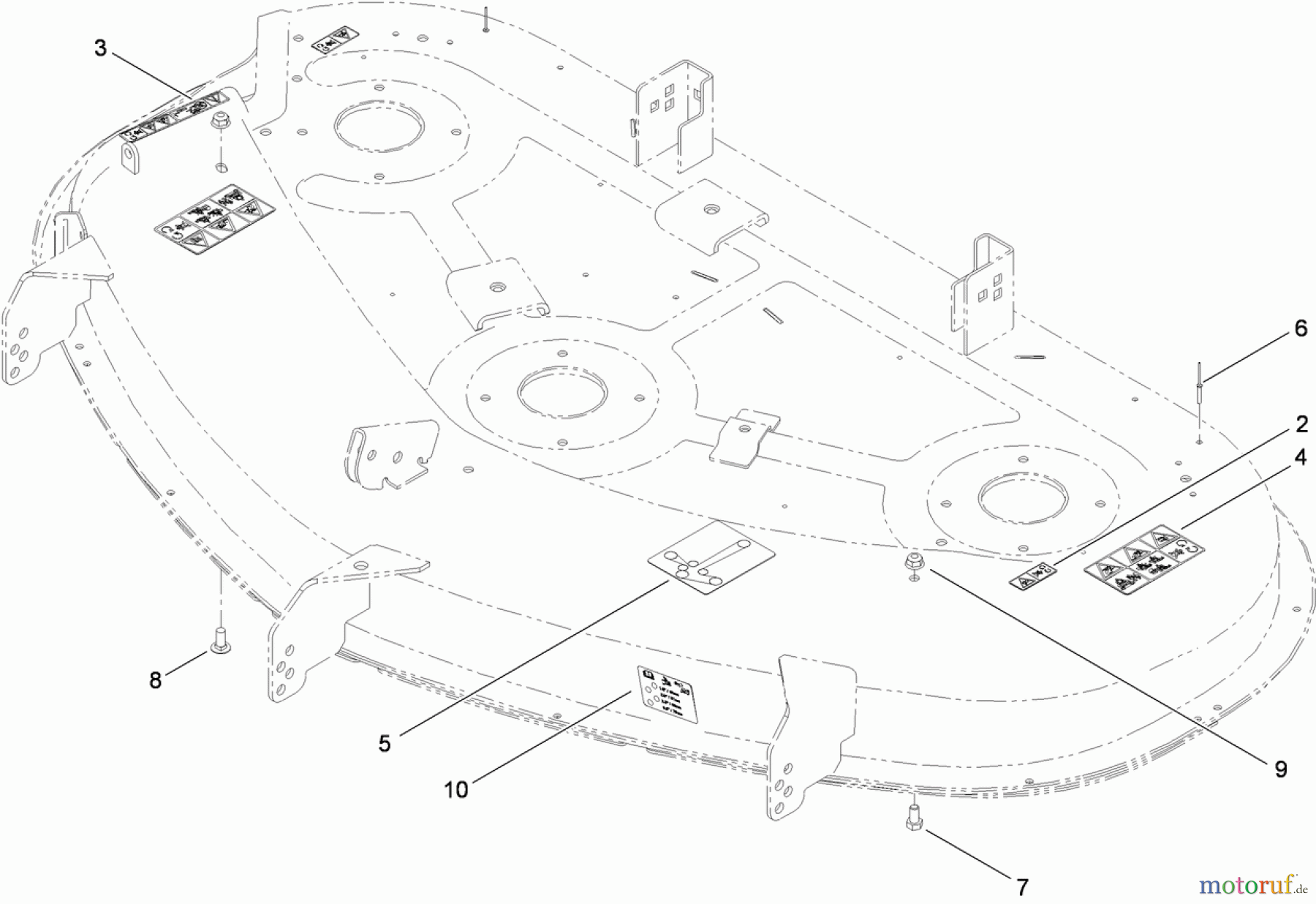  Toro Neu Mowers, Zero-Turn 74376 (Z5035) - Toro TimeCutter Z5035 Riding Mower, 2010 (310000001-310999999) 50 INCH DECK DECAL ASSEMBLY NO. 117-1291
