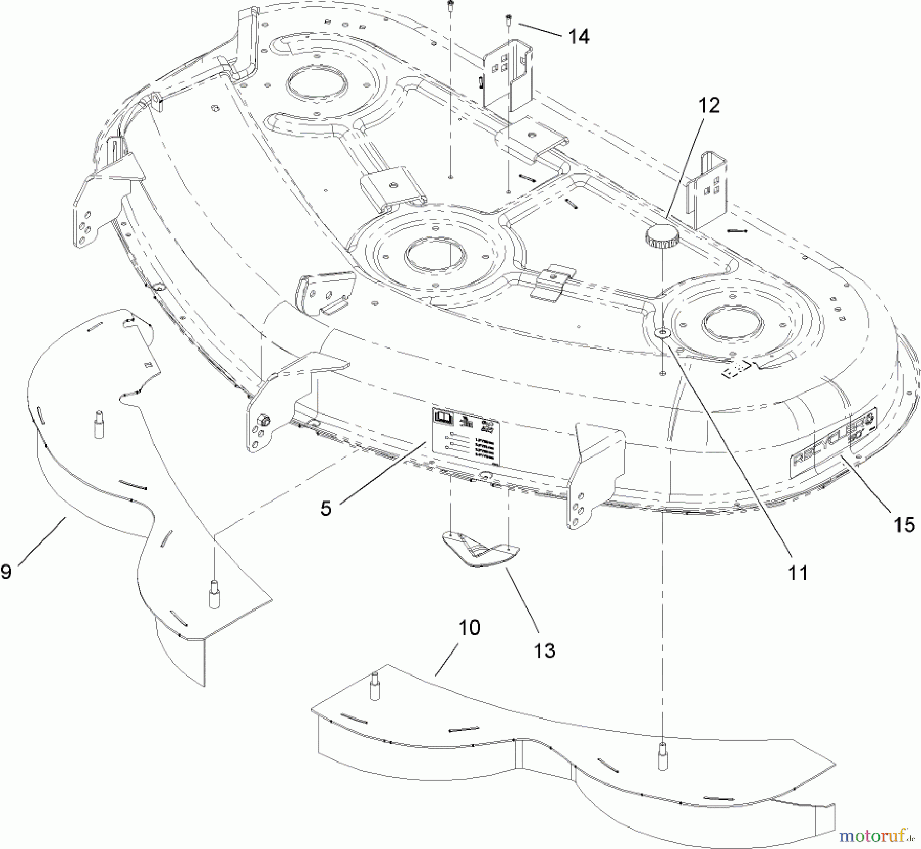  Toro Neu Mowers, Zero-Turn 74391 (Z5000) - Toro TimeCutter Z5000 Riding Mower, 2007 (270000001-270999999) 50 INCH DECK RECYCLER ASSEMBLY