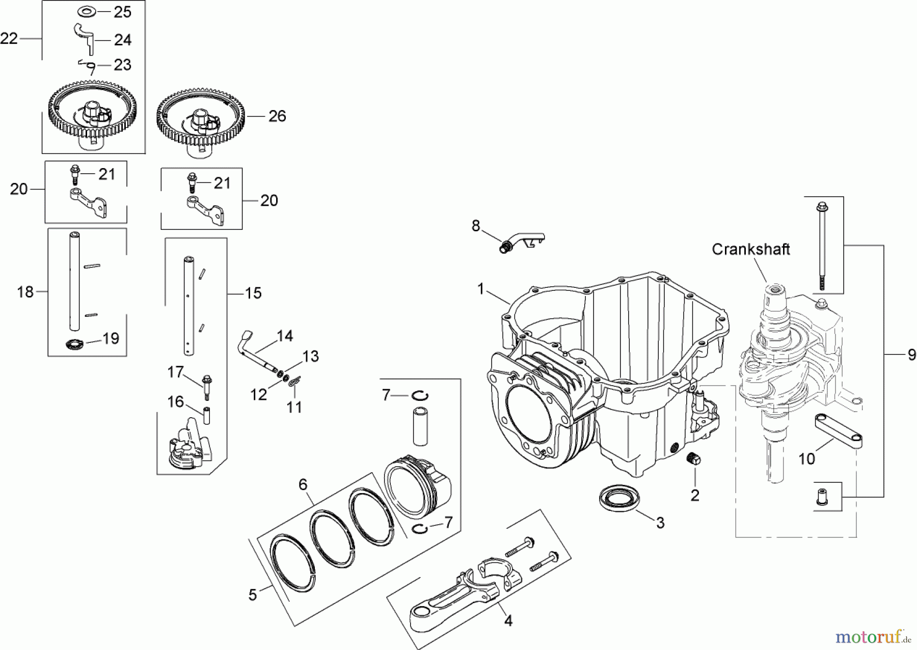  Toro Neu Mowers, Zero-Turn 74391 (Z5000) - Toro TimeCutter Z5000 Riding Mower, 2008 (280000001-280999999) CRANKCASE ASSEMBLY KOHLER SV610S-0022