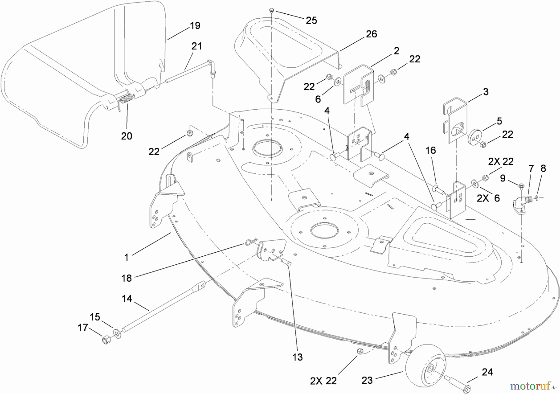  Toro Neu Mowers, Zero-Turn 74399 (Z5020) - Toro TimeCutter Z5020 Riding Mower, 2009 (290000001-290000439) 50 INCH DECK AND SIDE DICHARGE ASSEMBLY