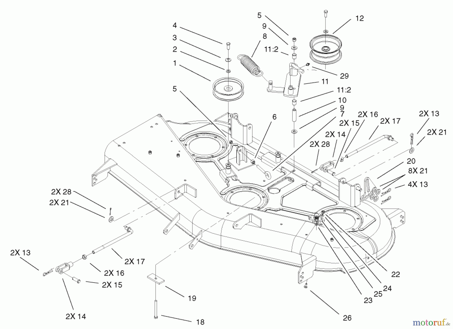  Toro Neu Mowers, Zero-Turn 74401 (Z17-44) - Toro Z17-44 TimeCutter Z Riding Mower, 2002 (220000001-220999999) 44IN DECK BELT DRIVE AND LIFT ASSEMBLY