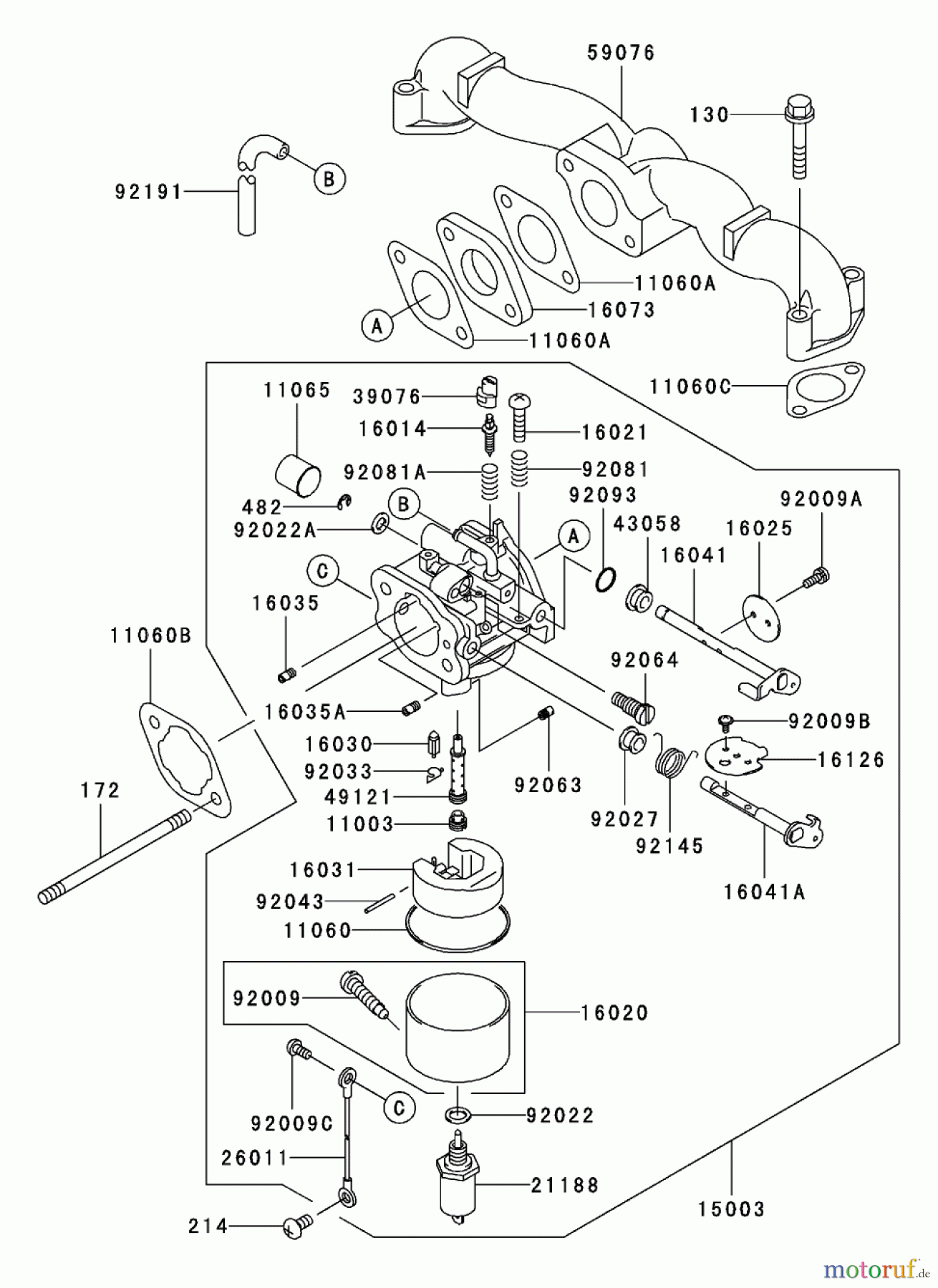 Toro Neu Mowers, Zero-Turn 74401 (Z17-44) - Toro Z17-44 TimeCutter Z Riding Mower, 2002 (220000001-220999999) CARBURETOR ASSEMBLY KAWASAKI FH500V-AS36