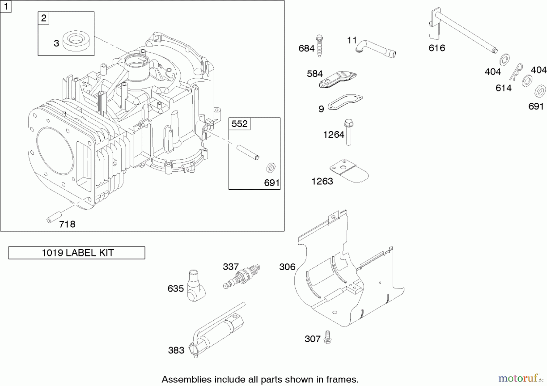 Toro Neu Mowers, Zero-Turn 74402 (14-38Z) - Toro 14-38Z TimeCutter Z Riding Mower, 2004 (240000001-240999999) CYLINDER ASSEMBLY BRIGGS AND STRATTON 280H07-0166-E1