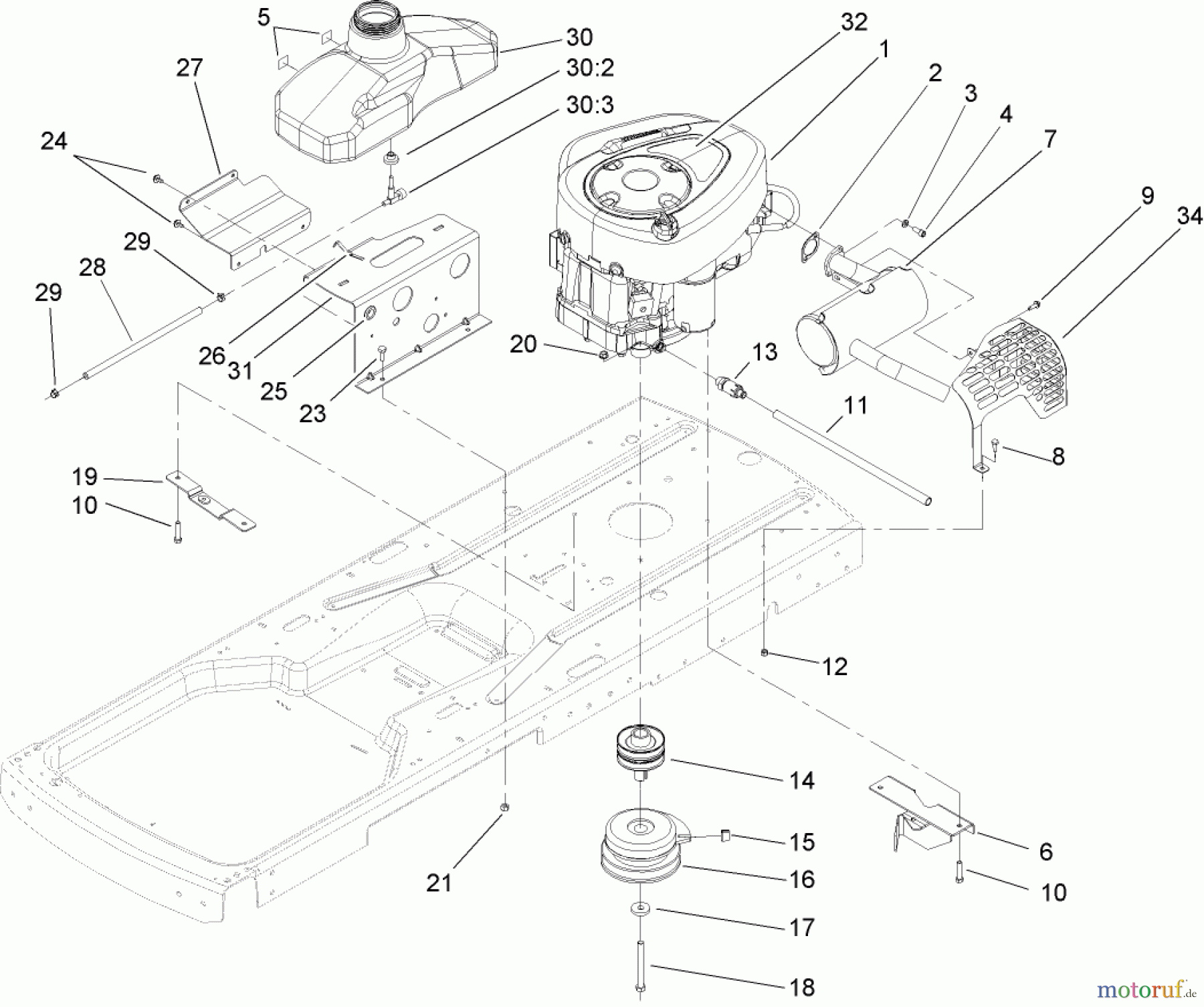  Toro Neu Mowers, Zero-Turn 74402 (Z380) - Toro TimeCutter Z380 Riding Mower, 2005 (250000001-250999999) ENGINE ASSEMBLY