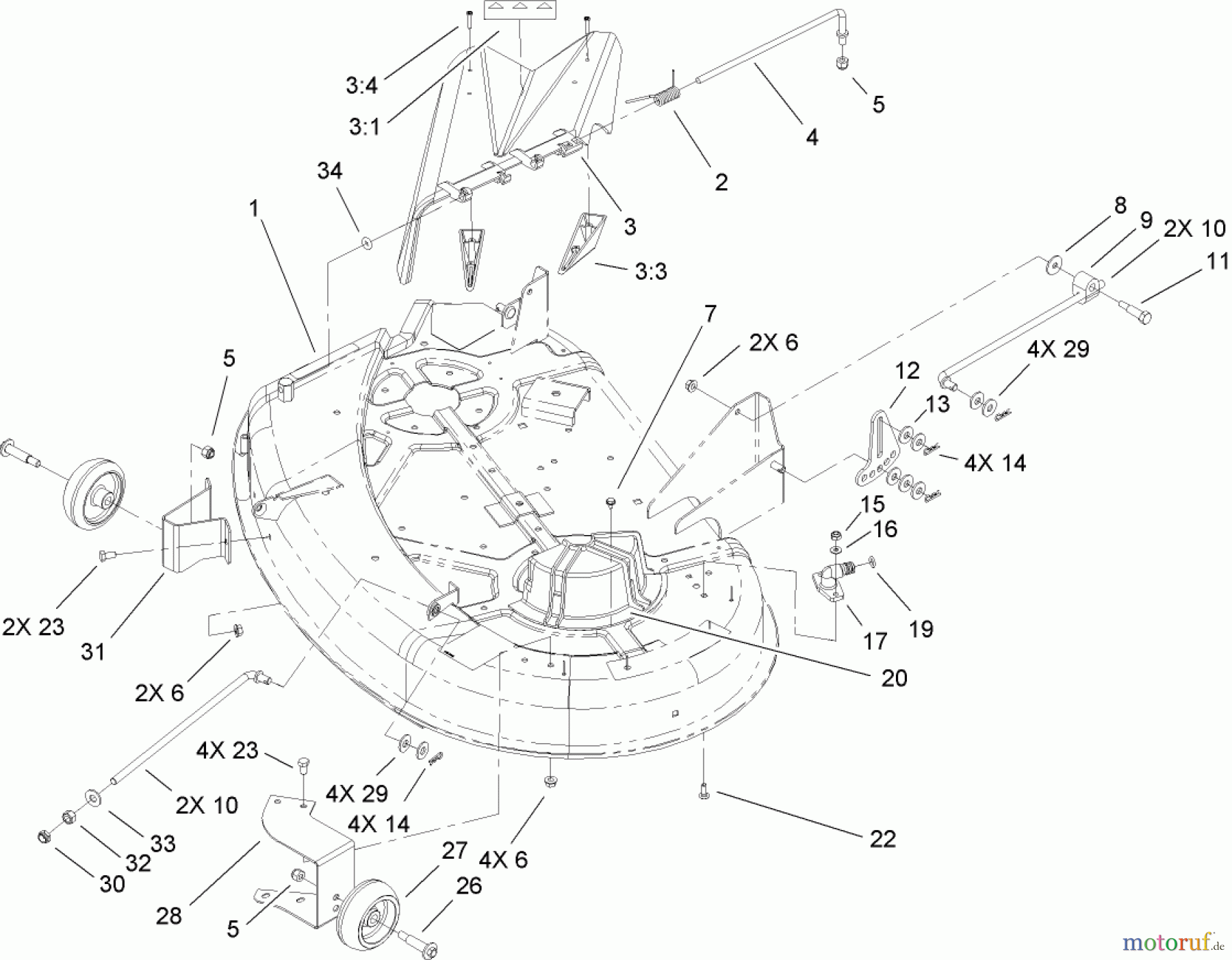 Toro Neu Mowers, Zero-Turn 74402 (Z380) - Toro TimeCutter Z380 Riding Mower, 2006 (260000001-260999999) 38IN DECK ASSEMBLY