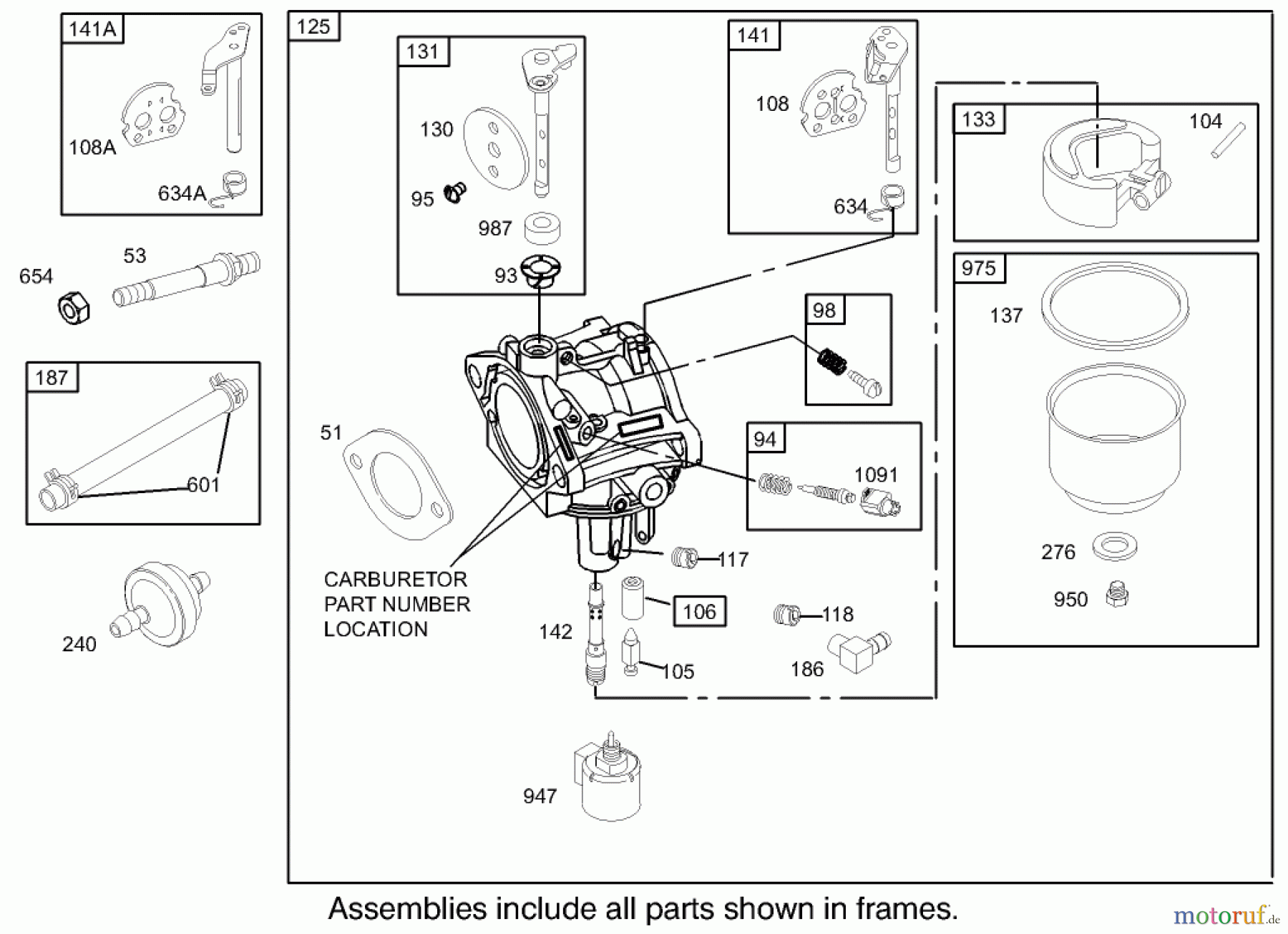  Toro Neu Mowers, Zero-Turn 74403 (16-42Z) - Toro 16-42Z TimeCutter Z Riding Mower, 2003 (230000001-230999999) CARBURETOR ASSEMBLY BRIGGS AND STRATTON 286H77-0165-E1