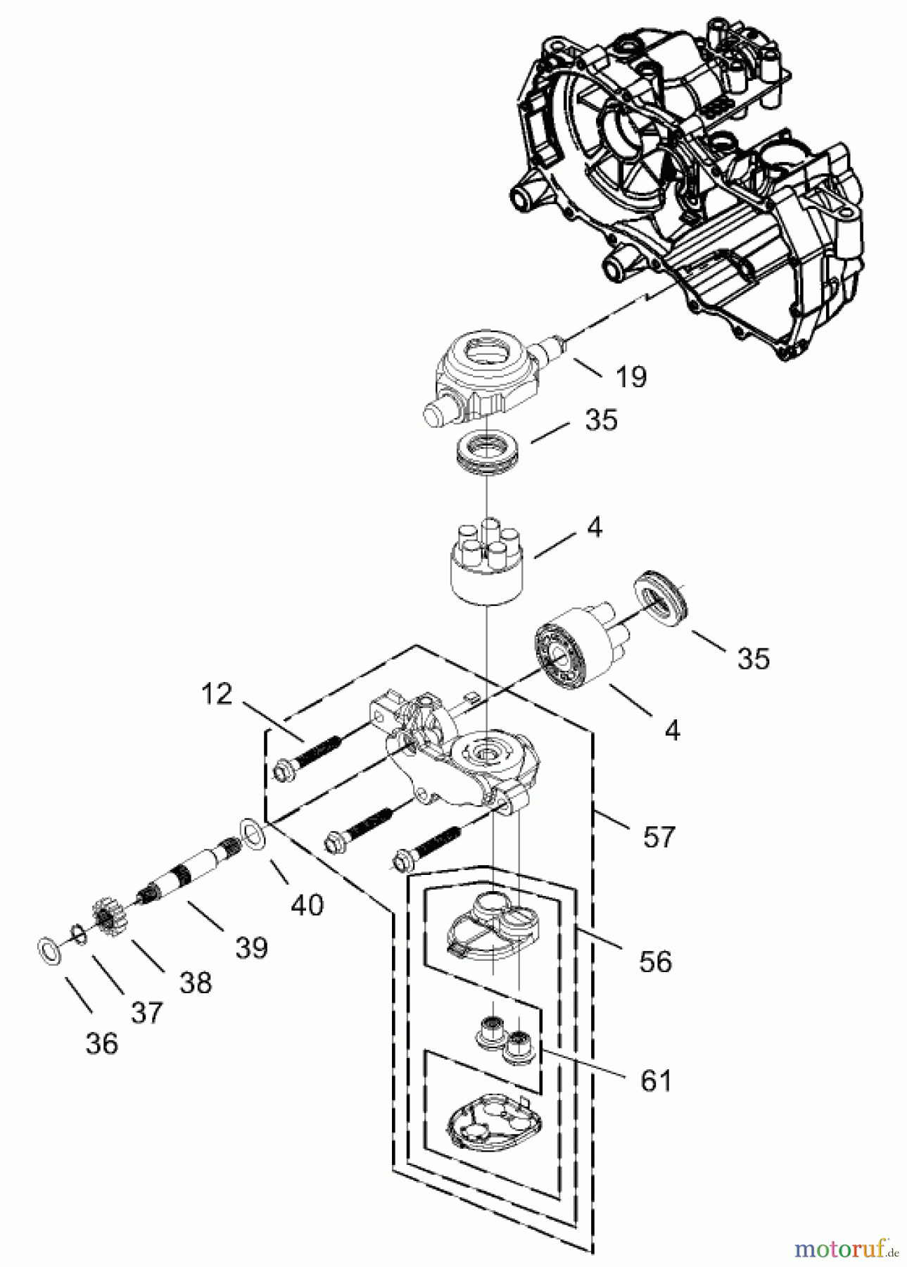  Toro Neu Mowers, Zero-Turn 74403 (16-42Z) - Toro 16-42Z TimeCutter Z Riding Mower, 2003 (230000001-230999999) CYLINDER BLOCK ASSEMBLY RH HYDROSTAT NO. 105-3491