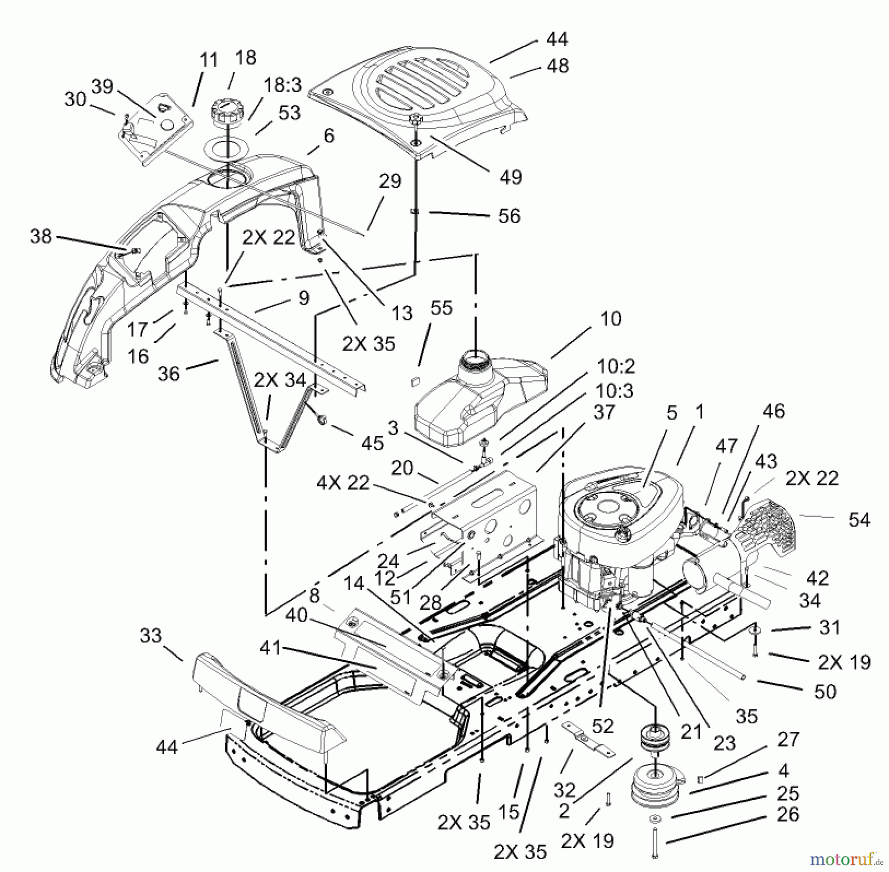  Toro Neu Mowers, Zero-Turn 74403 (16-42Z) - Toro 16-42Z TimeCutter Z Riding Mower, 2003 (230000001-230999999) ENGINE ASSEMBLY