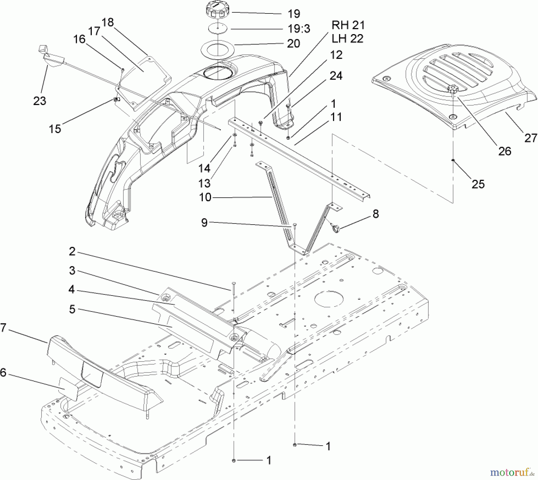  Toro Neu Mowers, Zero-Turn 74403 (Z420) - Toro TimeCutter Z420 Riding Mower, 2005 (250000001-250999999) STYLING ASSEMBLY